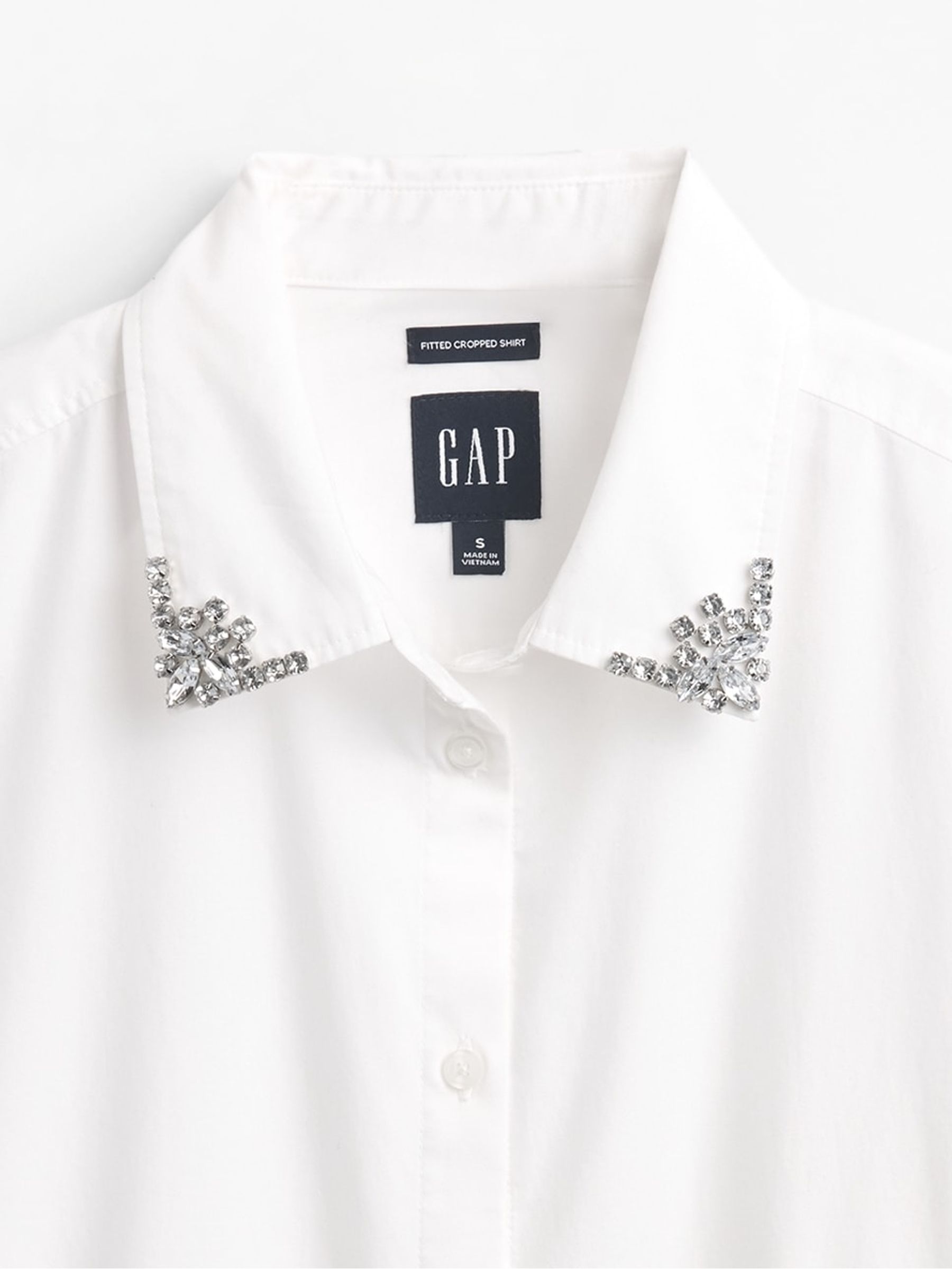 White Long Sleeve Fitted Crop Shirt - Image 4 of 4