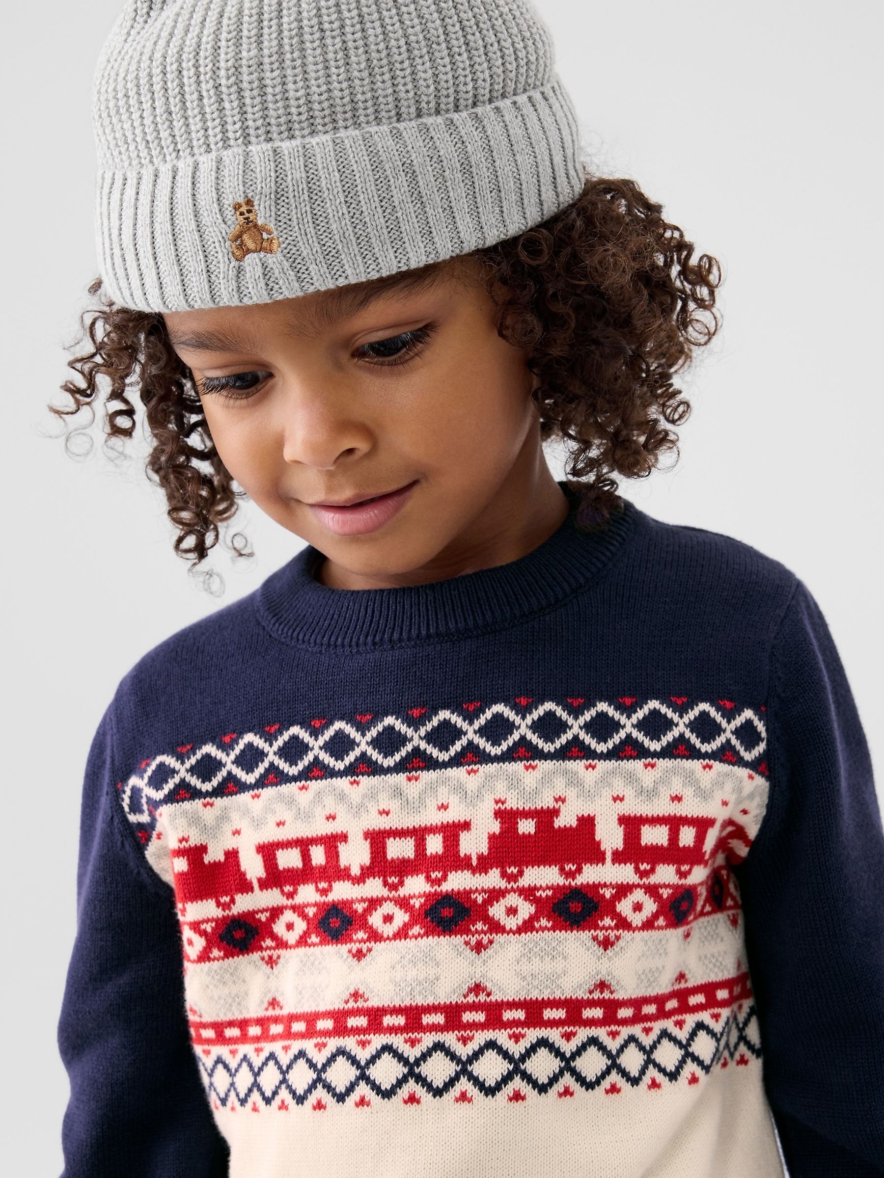 Navy Fair Isle Pattern Intarsia Jumper (6mths-5yrs) - Image 1 of 4