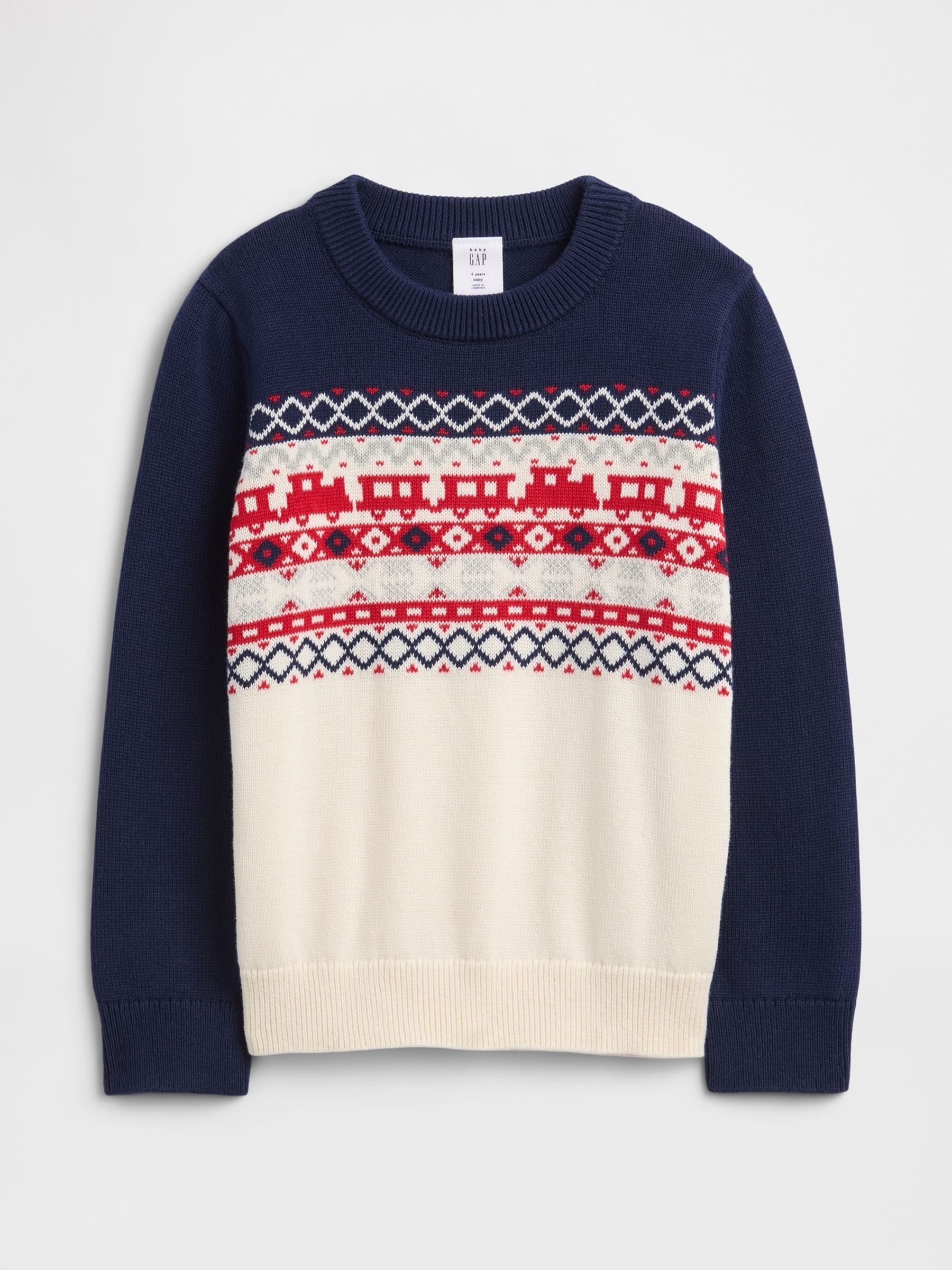 Navy Fair Isle Pattern Intarsia Jumper (6mths-5yrs) - Image 2 of 4