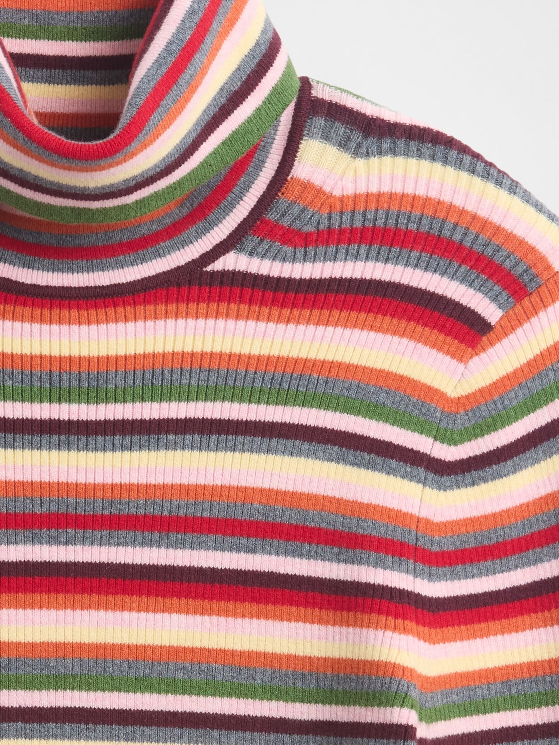 Pink Stripe CashSoft Stretch Turtle Neck Jumper - Image 6 of 6