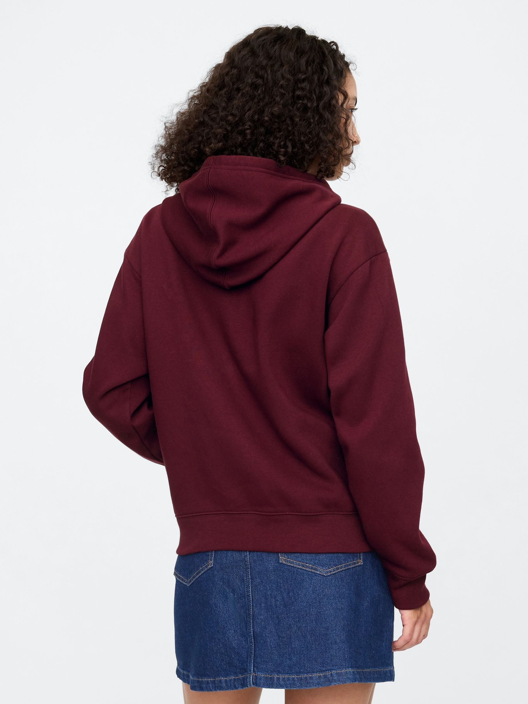 Burgundy Red Relaxed Logo Zip Hoodie - Image 2 of 5 Burgundy Red Relaxed Logo Zip Hoodie - Image 2 of 5