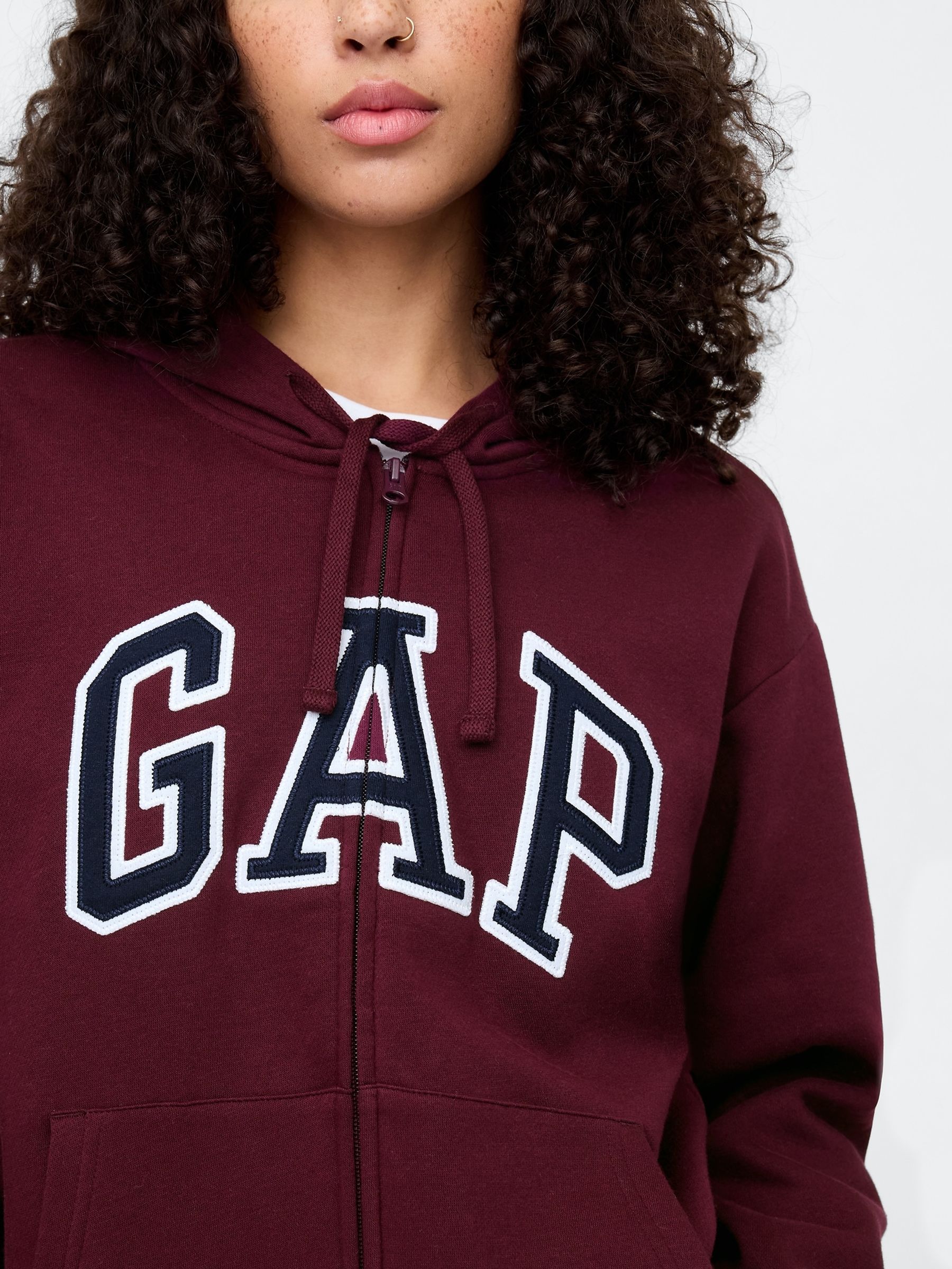 Burgundy Red Relaxed Logo Zip Hoodie - Image 4 of 5