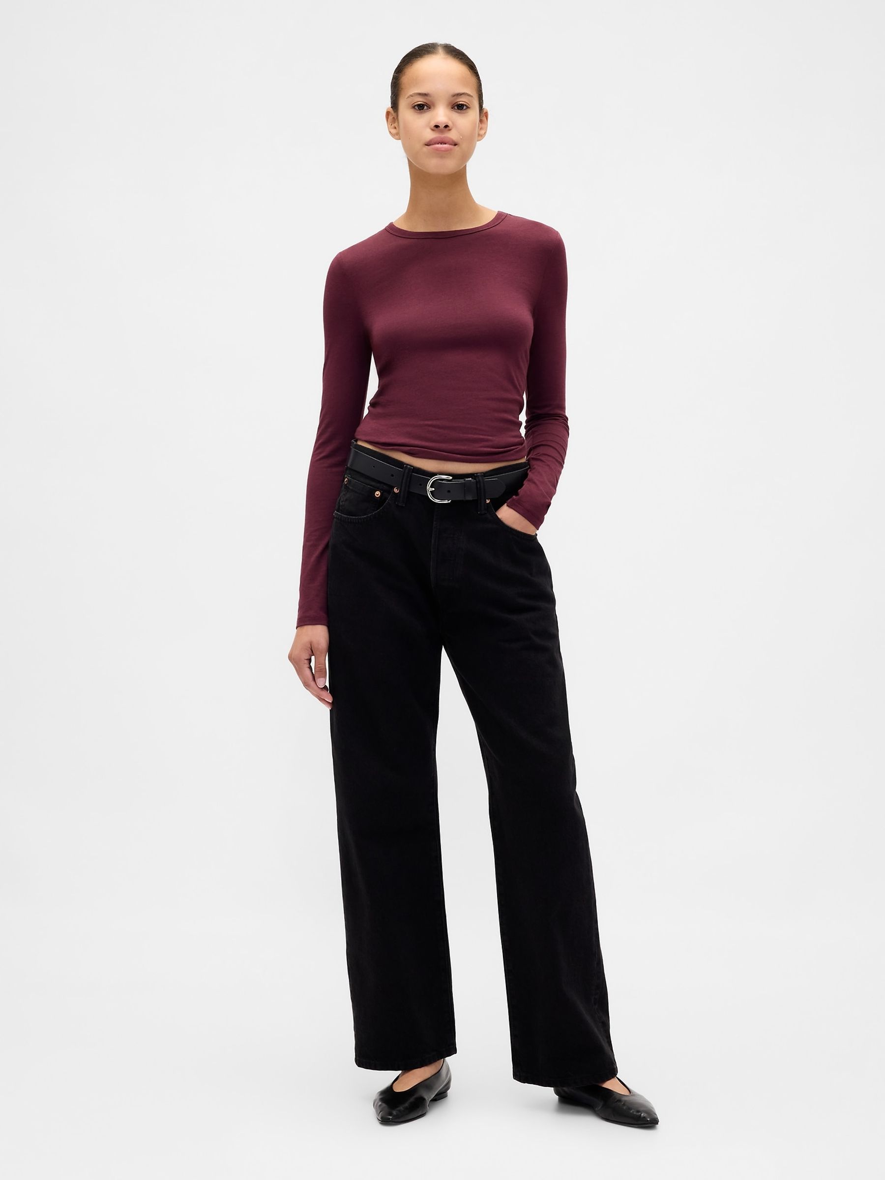 Burgundy Red Featherweight Crew neck T-Shirt - Image 3 of 3