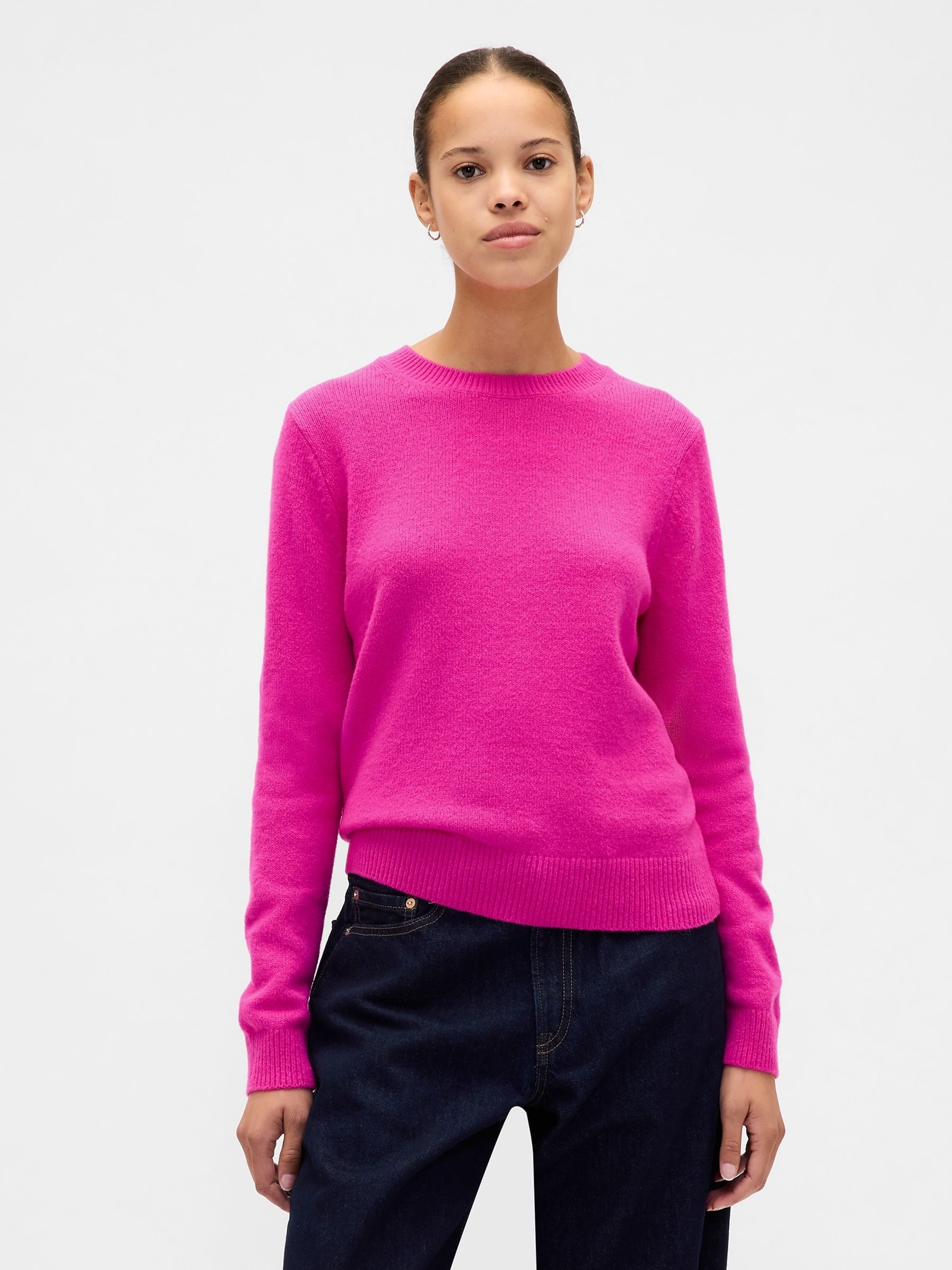 Pink CashSoft Crew Neck Jumper - Image 1 of 4 Pink CashSoft Crew Neck Jumper - Image 1 of 4