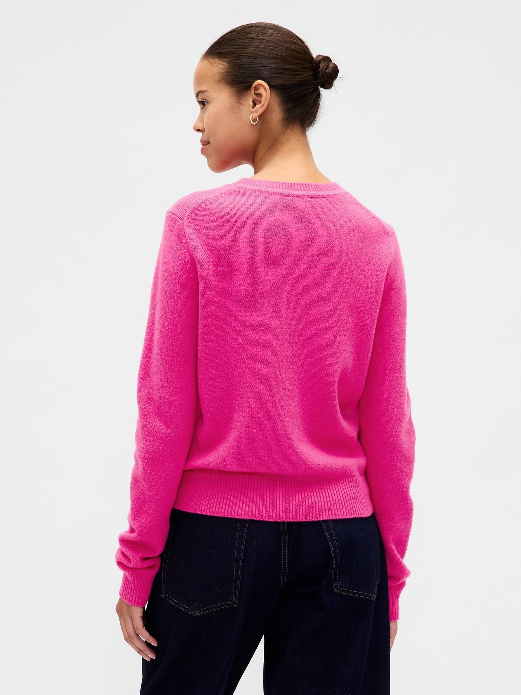 Pink CashSoft Crew Neck Jumper - Image 2 of 4 Pink CashSoft Crew Neck Jumper - Image 2 of 4