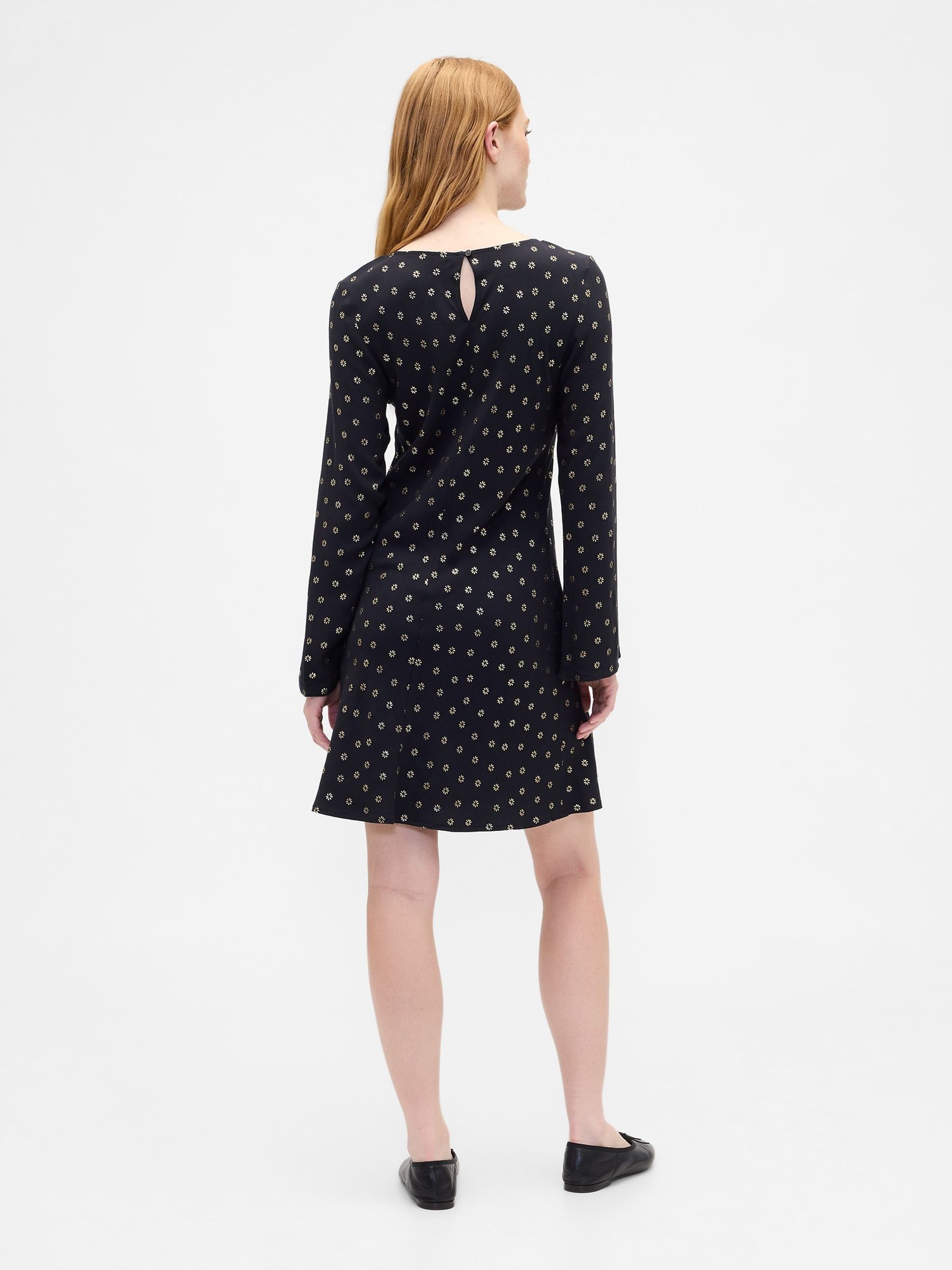 Black Satin Boatneck Mini Dress - Image 2 of 6