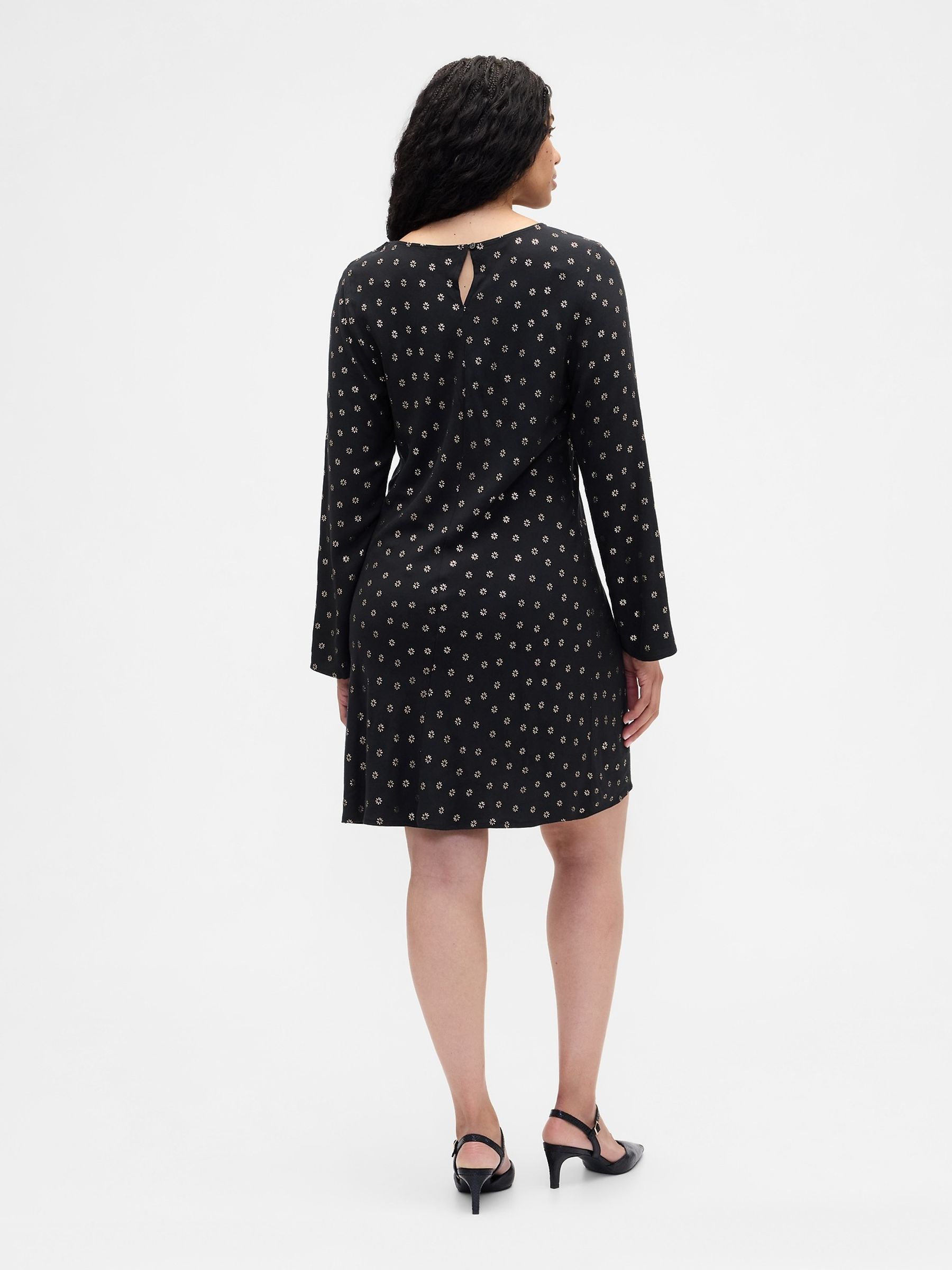 Black Satin Boatneck Mini Dress - Image 4 of 6