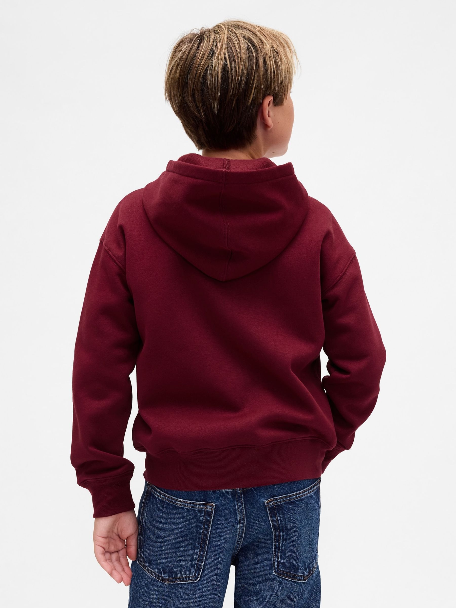 Burgundy Red Relaxed Logo Zip Hoodie (4-13yrs) - Image 2 of 5 Burgundy Red Relaxed Logo Zip Hoodie (4-13yrs) - Image 2 of 5