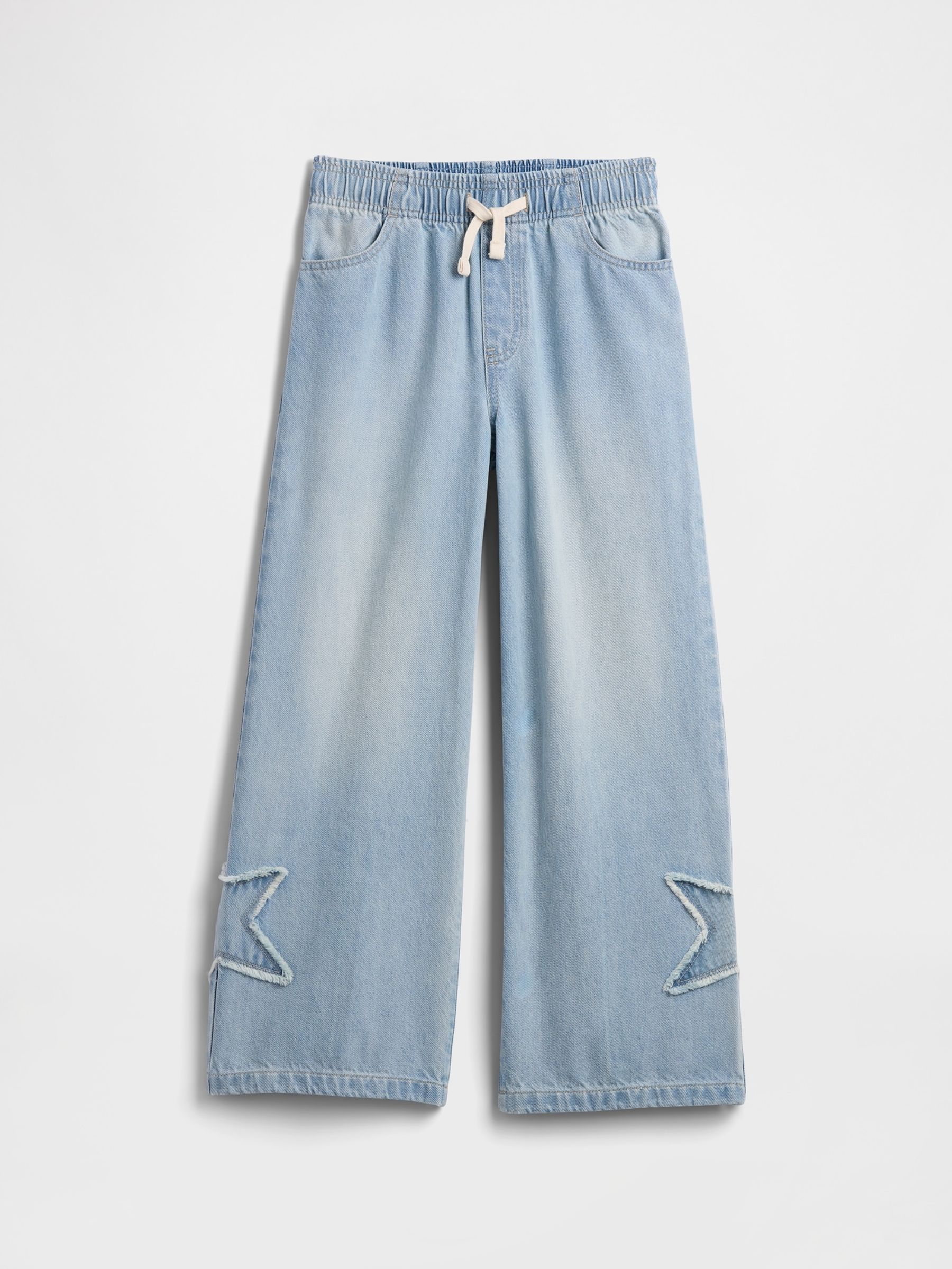 Blue High Waisted Pull On Wide Leg Jeans - Image 1 of 3