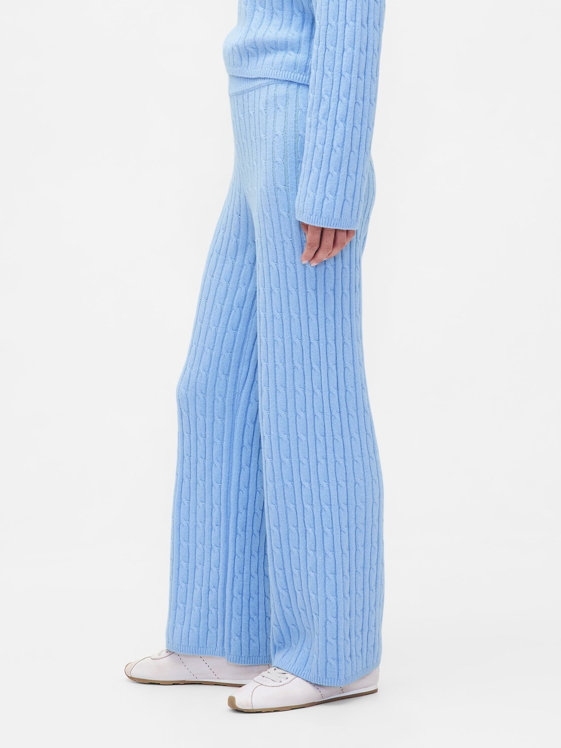 Blue CashSoft Cable Knit Joggers - Image 3 of 4