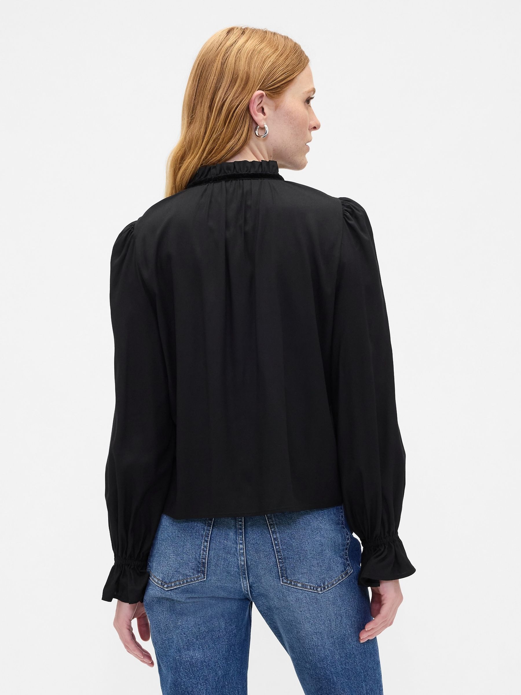 Black Relaxed Ruffle Top - Image 2 of 5