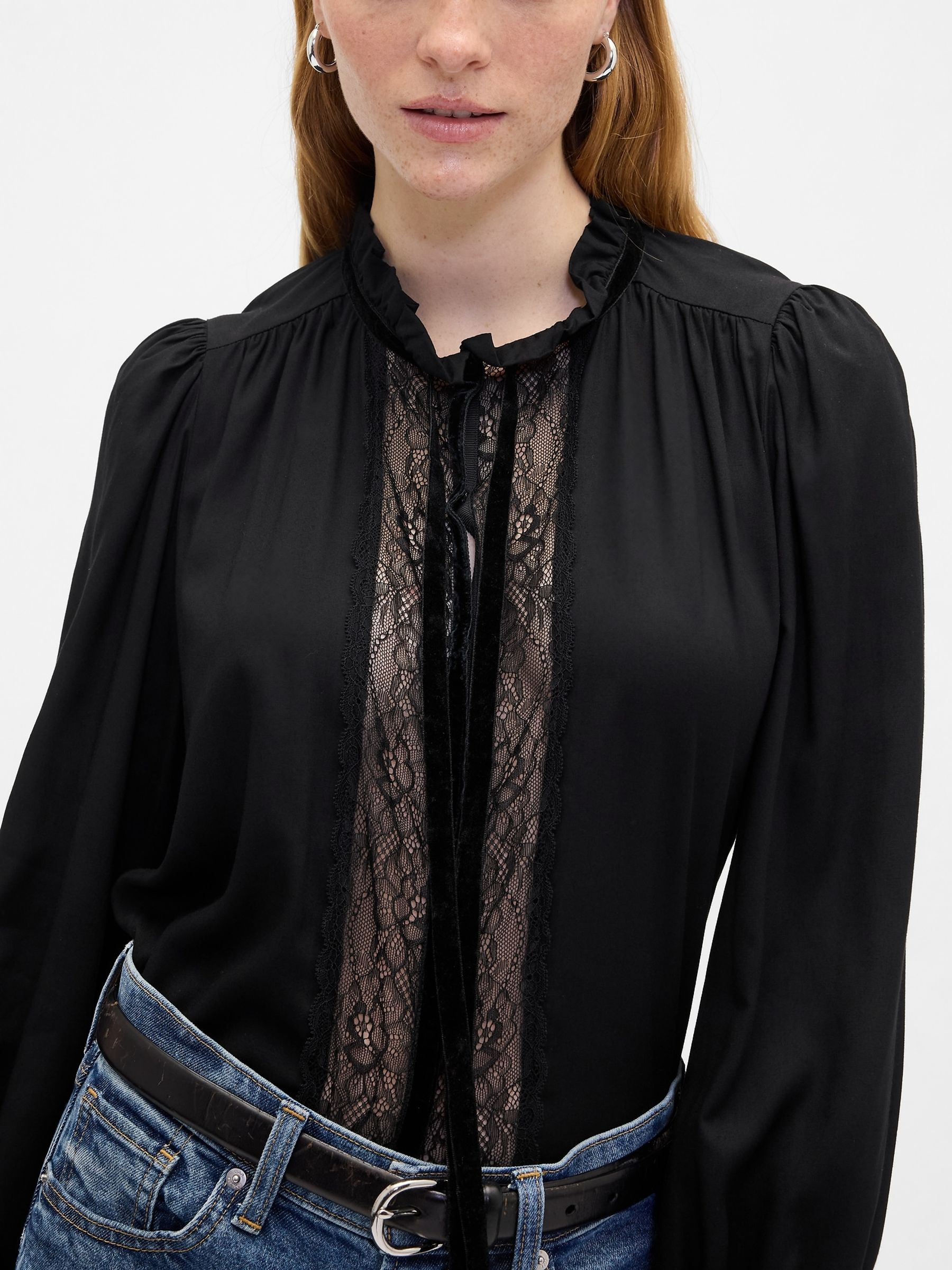 Black Relaxed Ruffle Top - Image 4 of 5