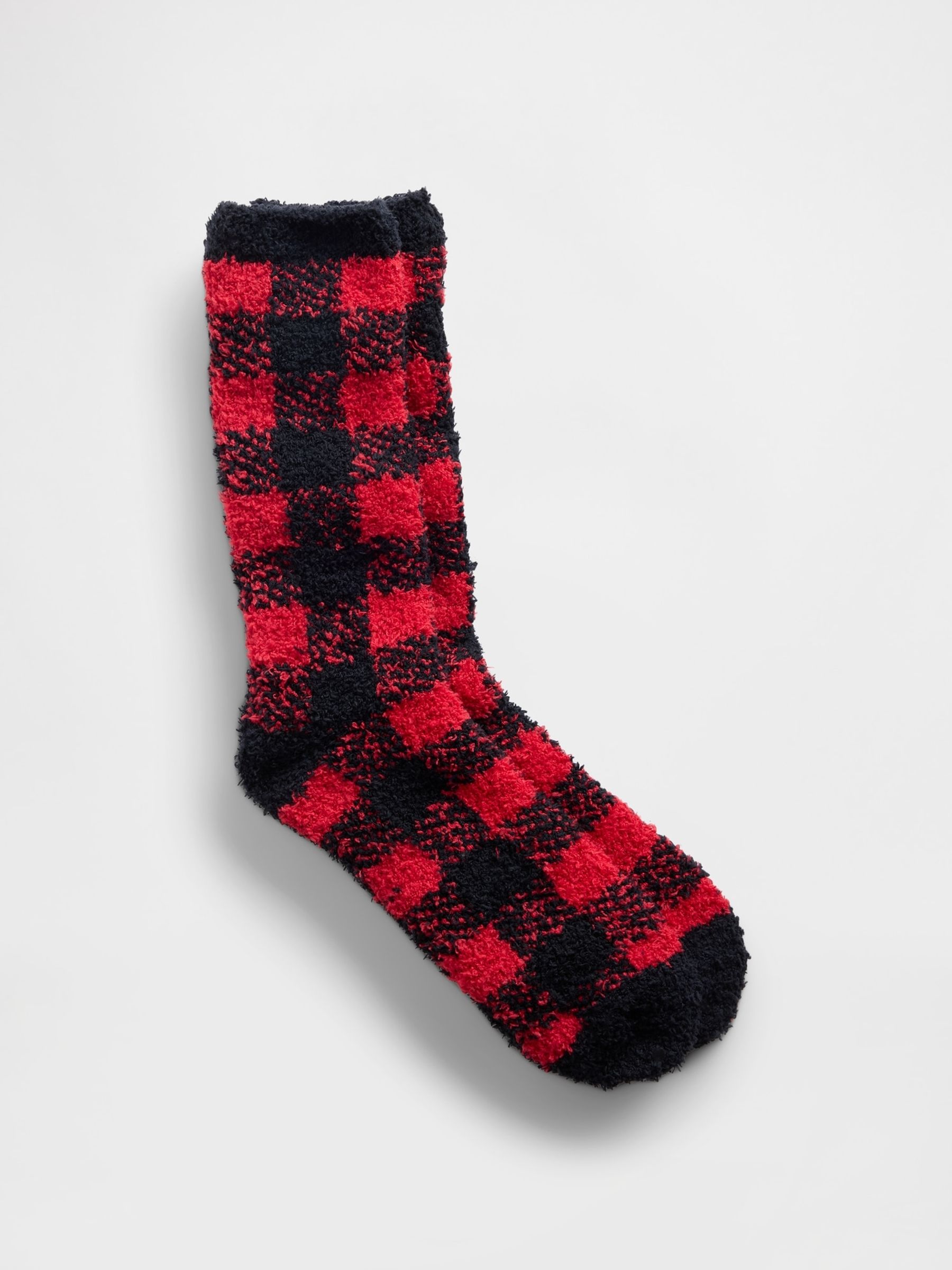 Cosy Red Check Adults Fluffy Socks Gap Cosy Red Check Adults Fluffy Socks Gap