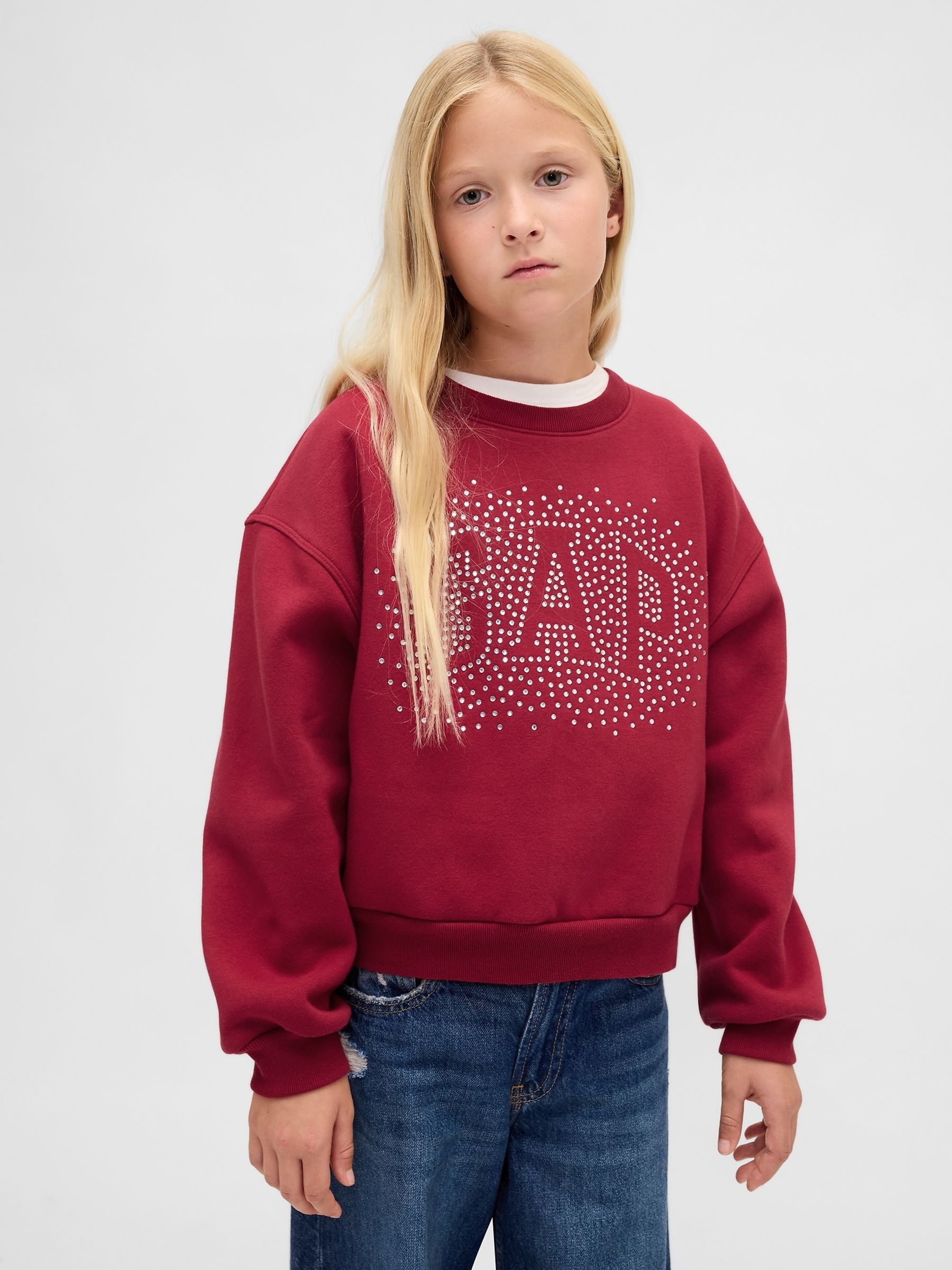Red Oversized Wedge Crew neck Sweatshirt (4-13yrs) - Image 1 of 3