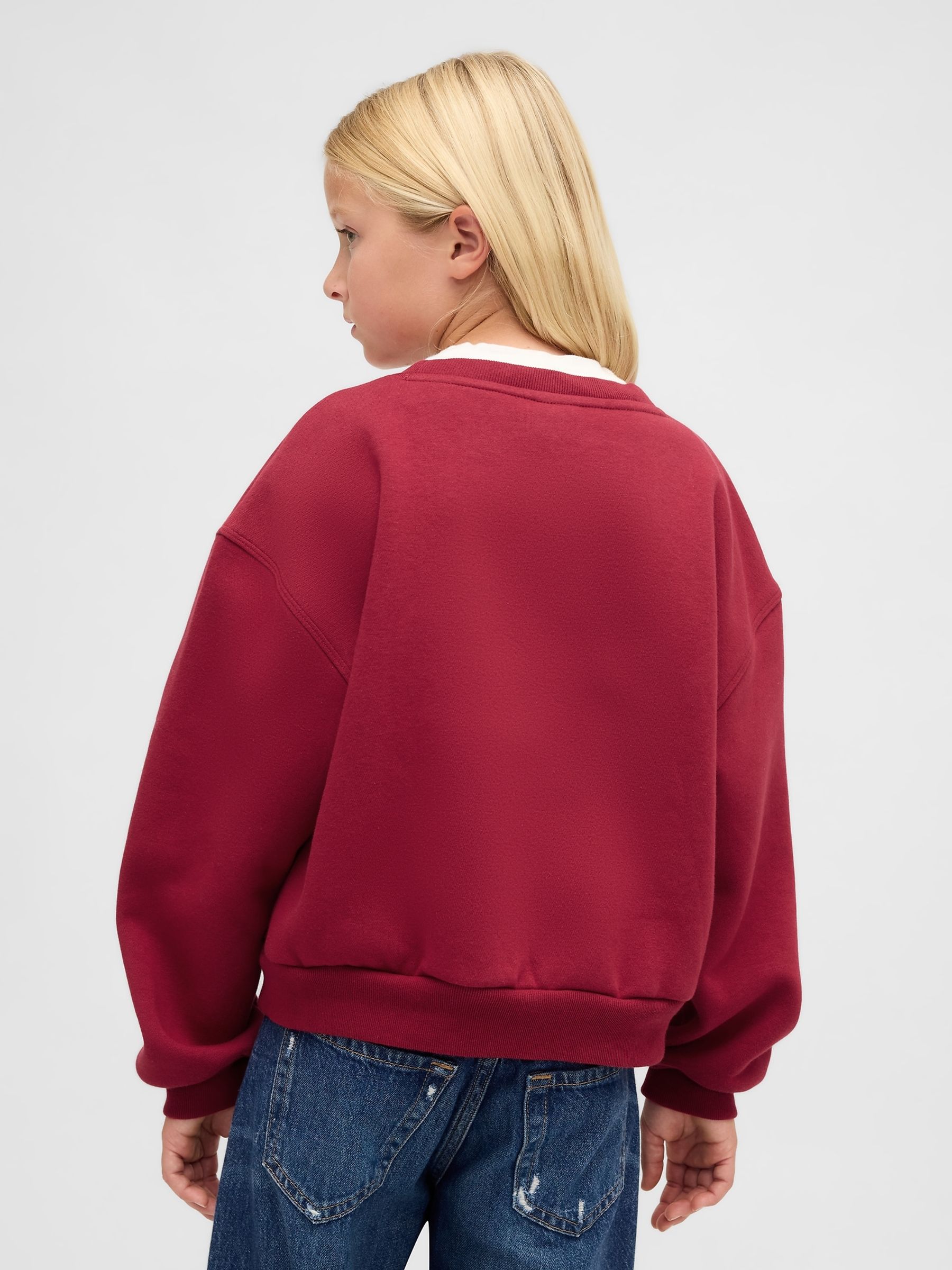 Red Oversized Wedge Crew neck Sweatshirt (4-13yrs) - Image 2 of 3