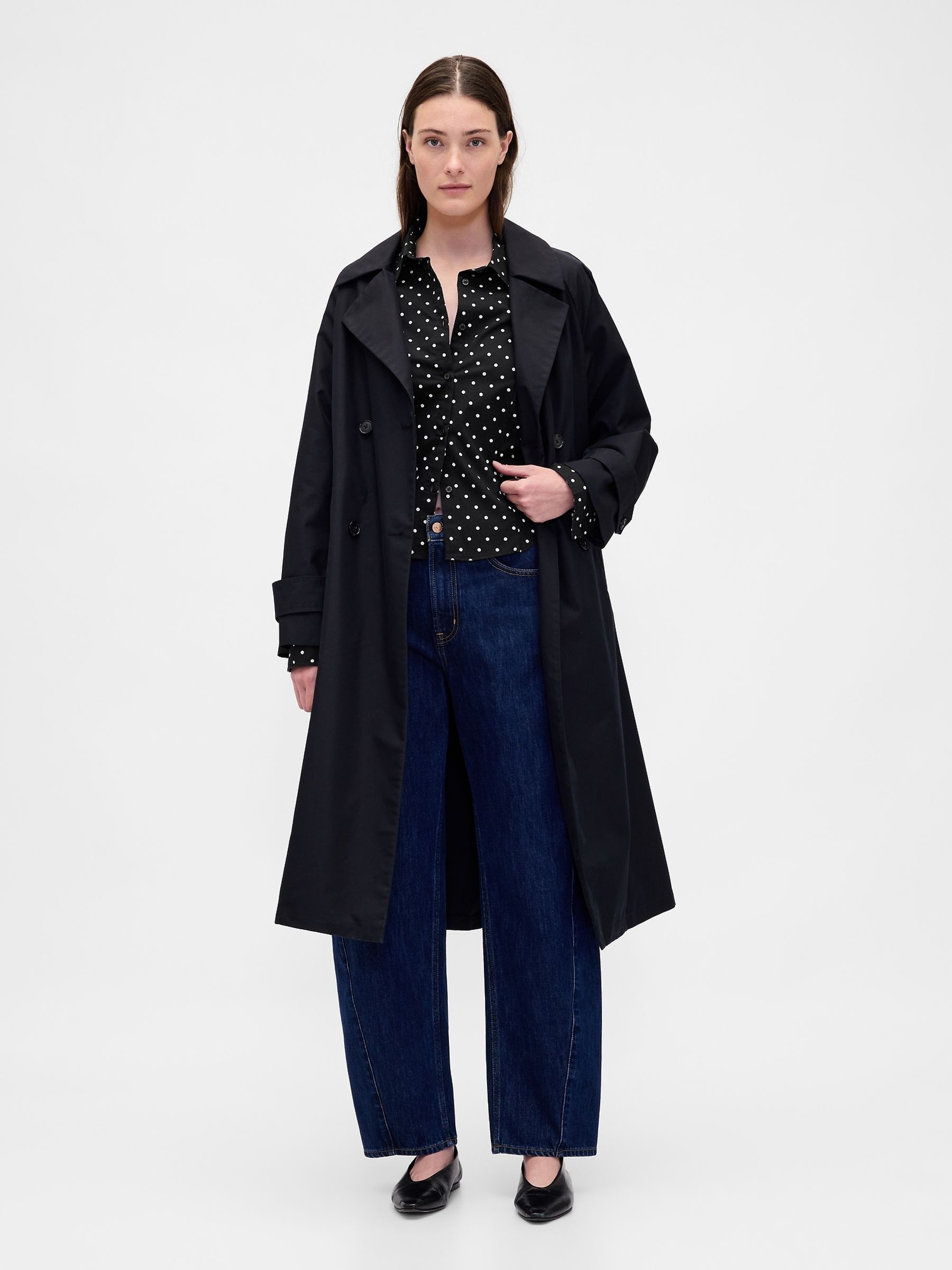 Black Cotton Fitted Crop Shirt - Image 3 of 3