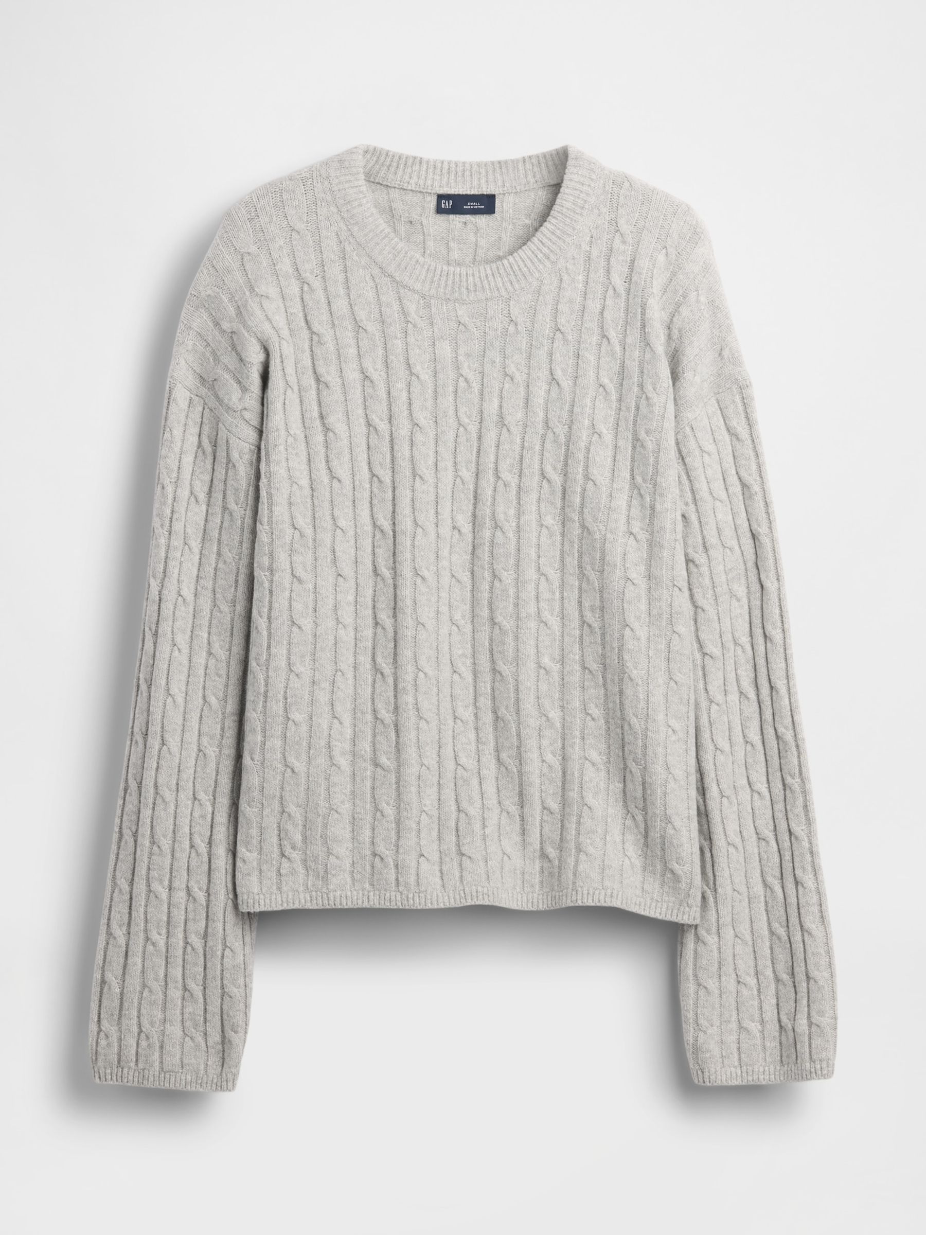 Grey CashSoft Oversized Cable-Knit Crew neck Jumper - Image 1 of 2 Grey CashSoft Oversized Cable-Knit Crew neck Jumper - Image 1 of 2