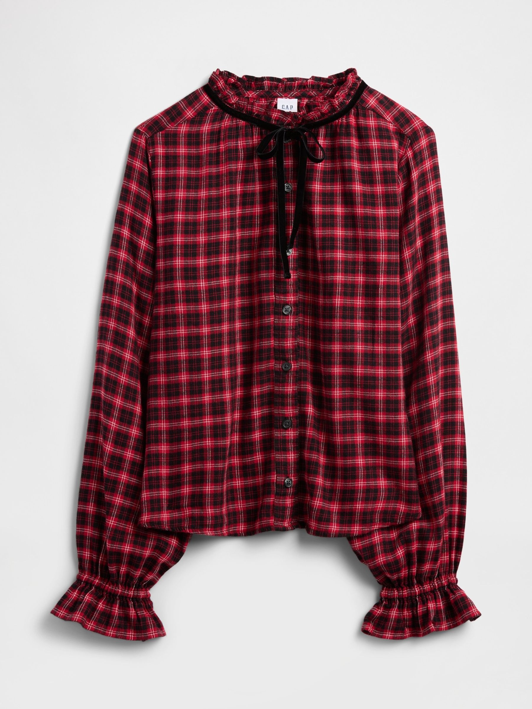 Red Check Relaxed Ruffle Top - Image 5 of 5