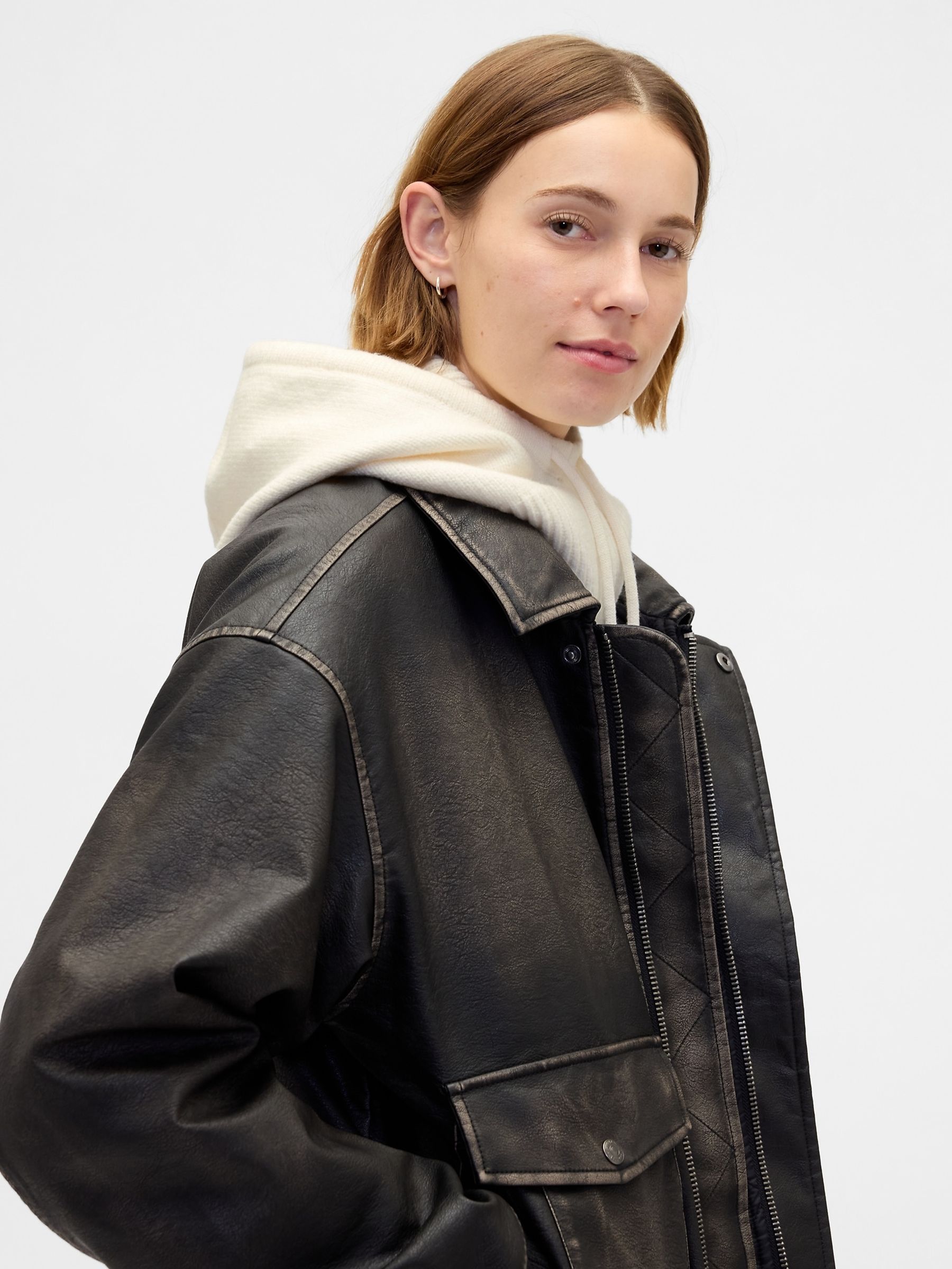 White CashSoft Drawcord Hood Hat - Image 2 of 2 White CashSoft Drawcord Hood Hat - Image 2 of 2