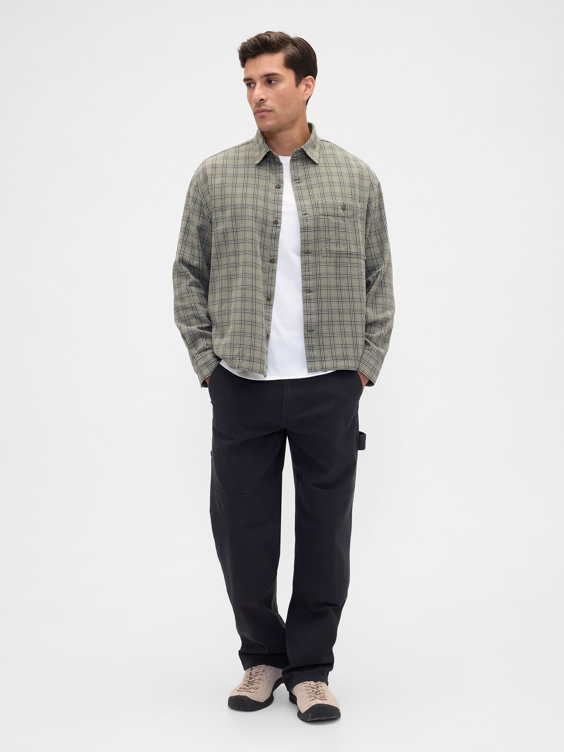 Green Flannel Shirt in Boxy Fit - Image 3 of 5