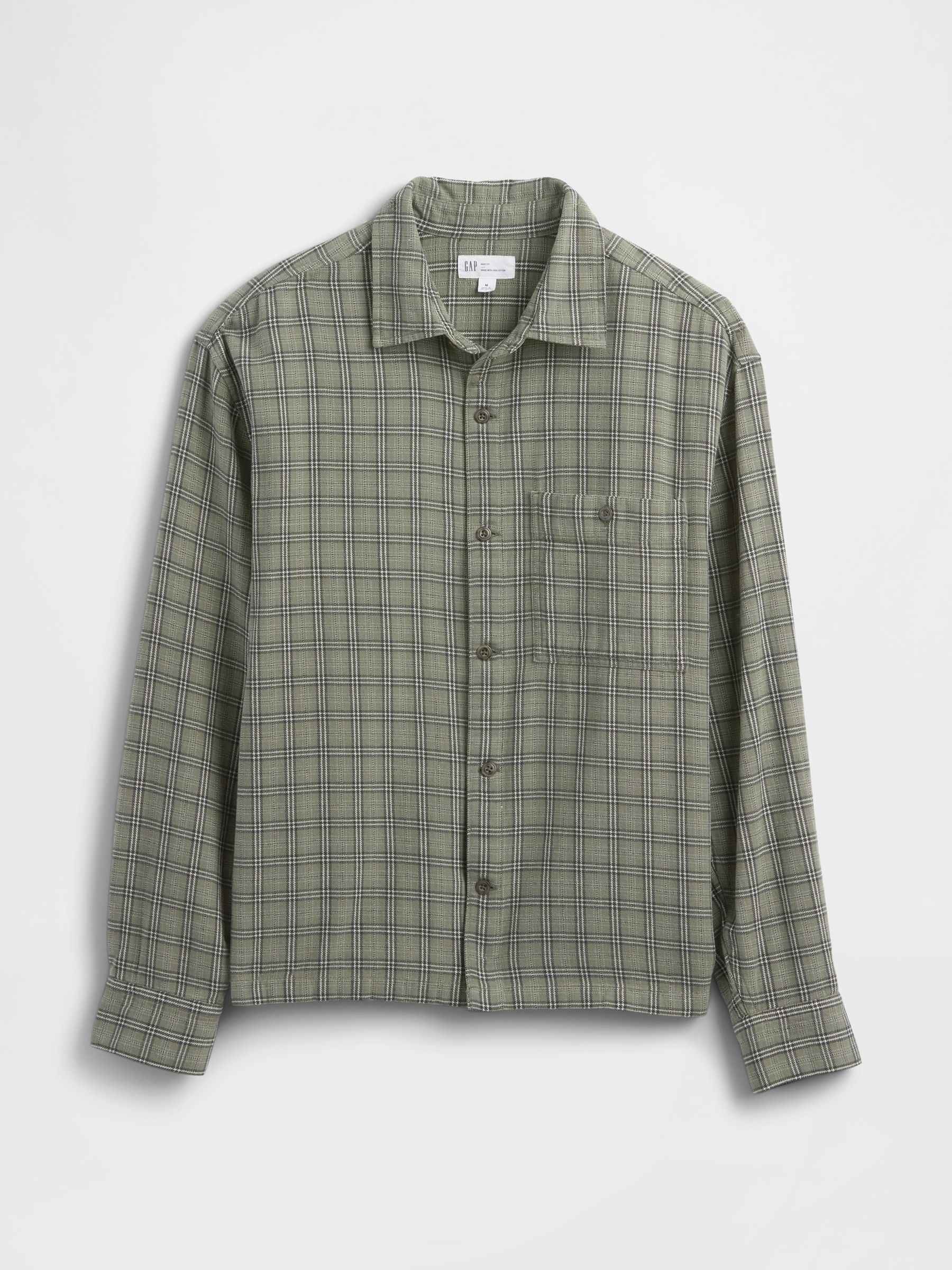 Green Flannel Shirt in Boxy Fit - Image 4 of 5
