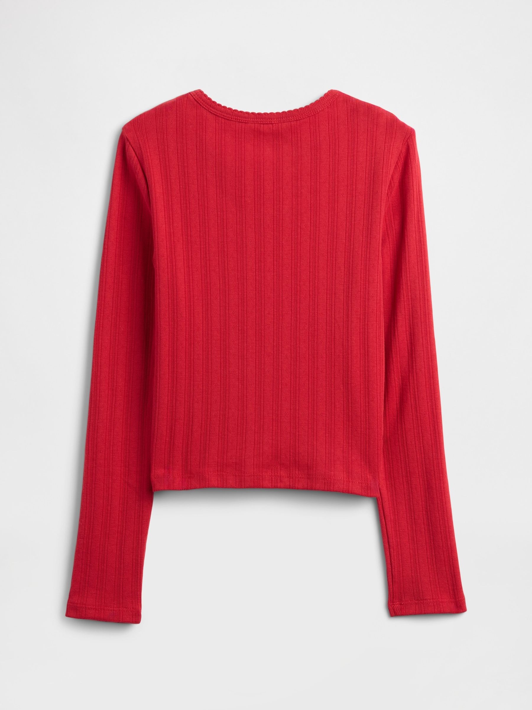 Red Ribbed Pointelle T-Shirt (4-13yrs) - Image 2 of 3