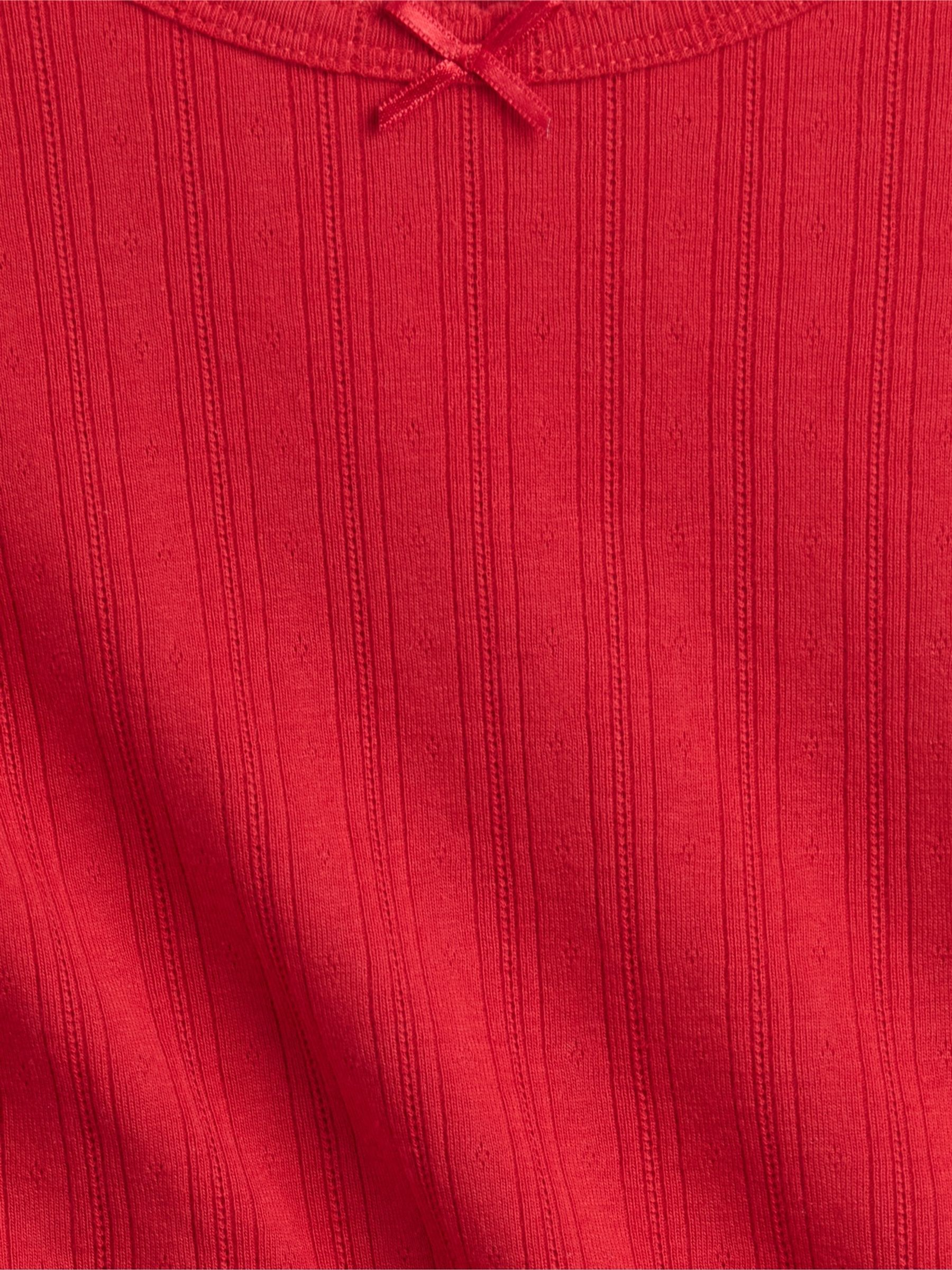 Red Ribbed Pointelle T-Shirt (4-13yrs) - Image 3 of 3 Red Ribbed Pointelle T-Shirt (4-13yrs) - Image 3 of 3