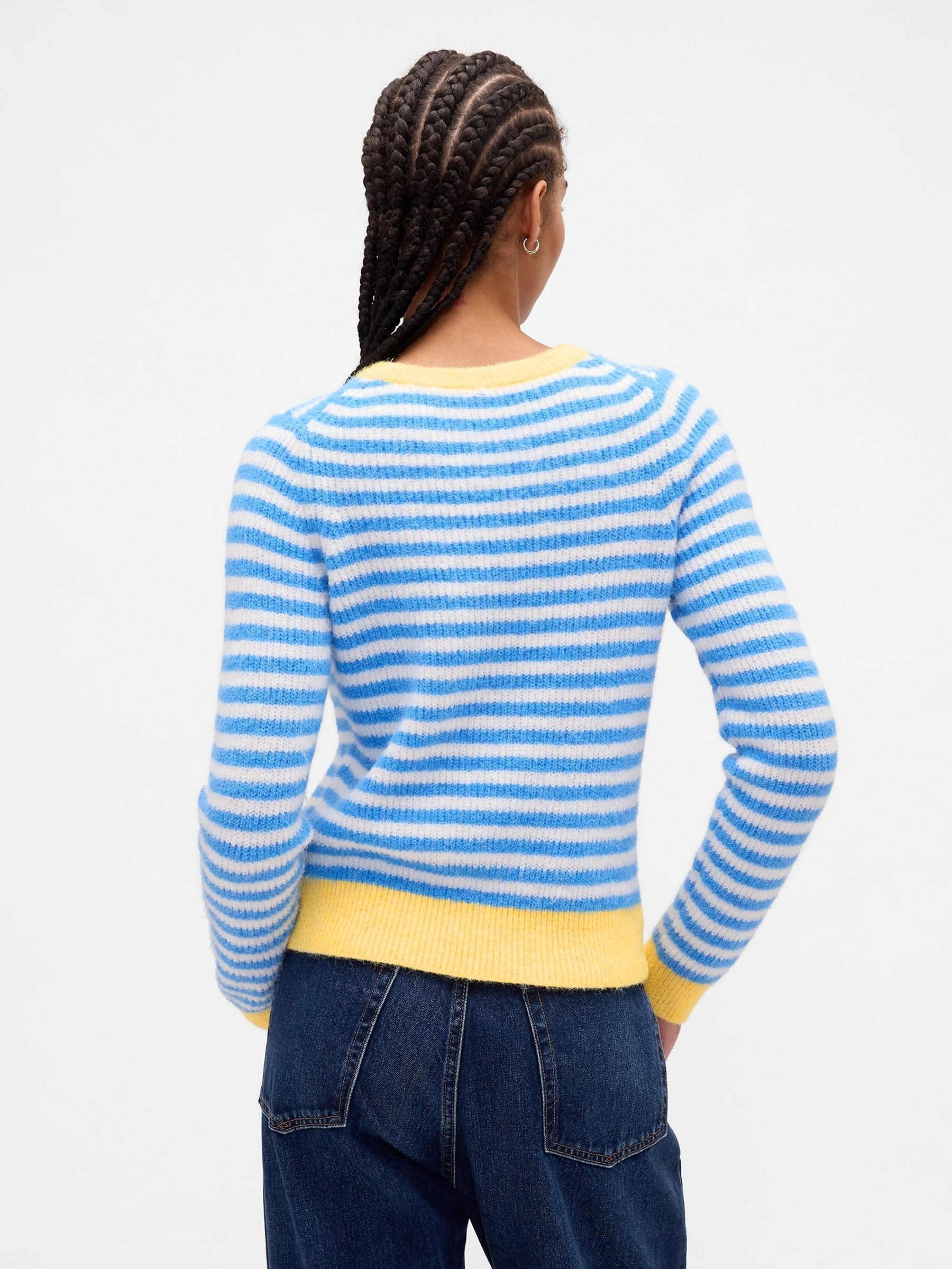 Blue Stripe CashSoft Crew Neck Jumper - Image 2 of 4 Blue Stripe CashSoft Crew Neck Jumper - Image 2 of 4