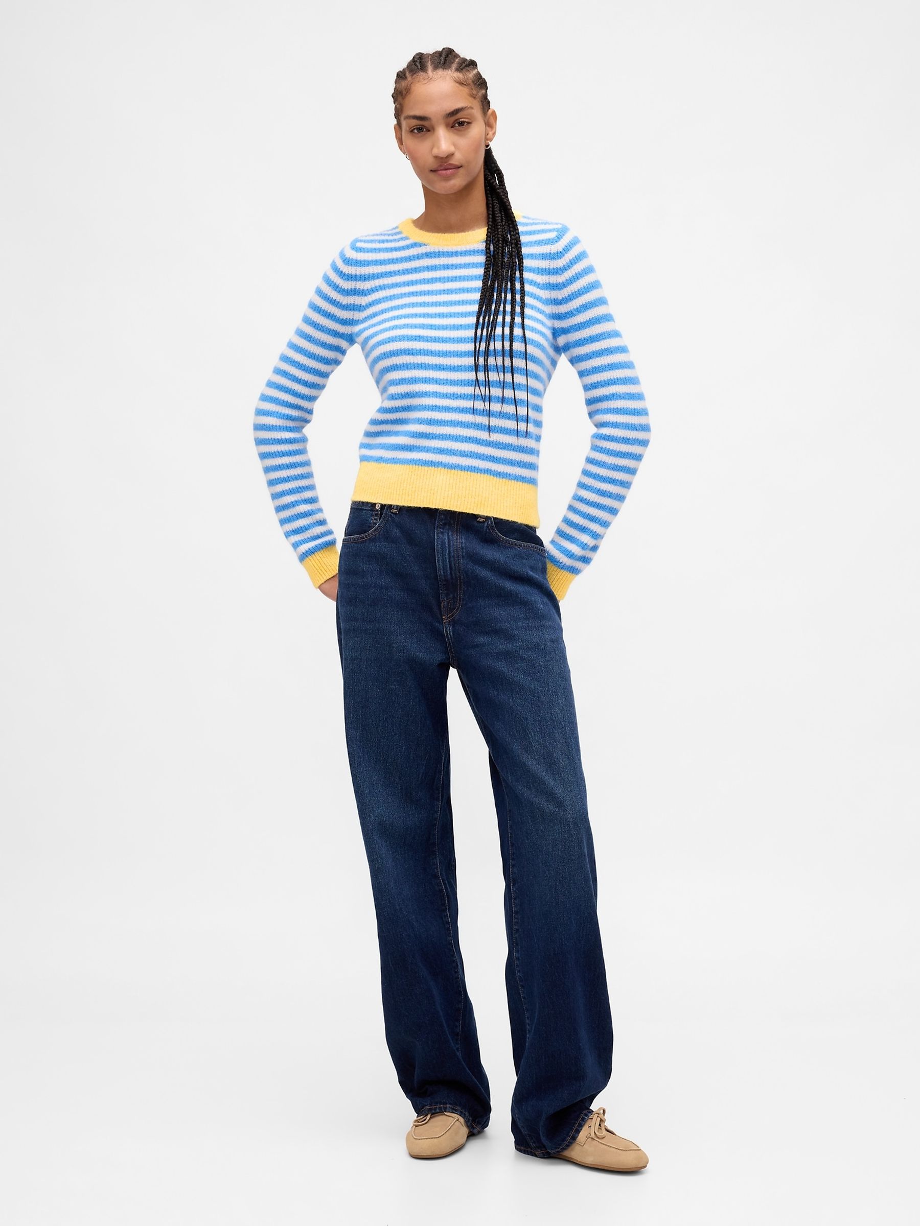 Blue Stripe CashSoft Crew Neck Jumper - Image 3 of 4