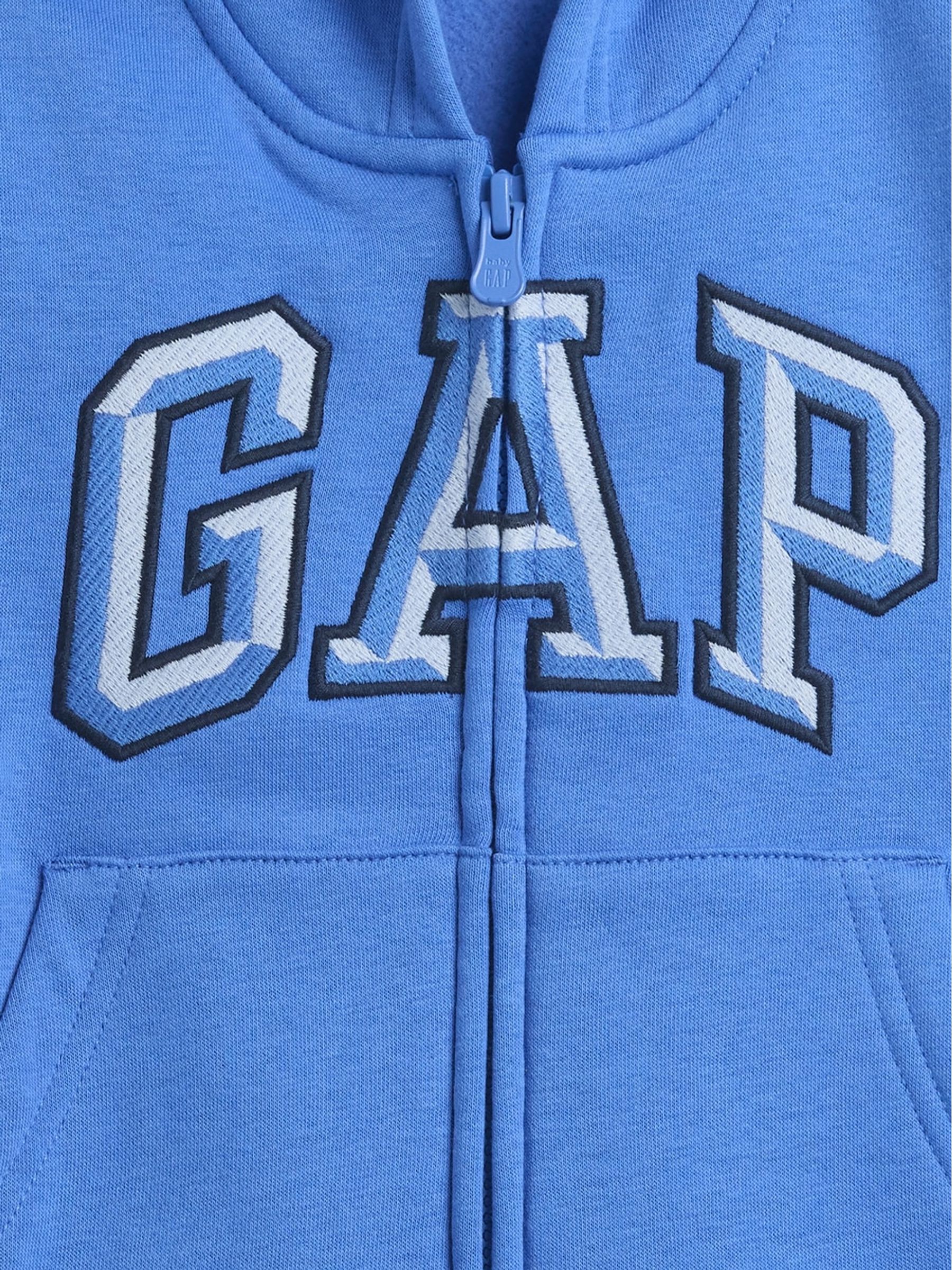 Blue Relaxed Logo Print Zip Hoodie - Image 3 of 3