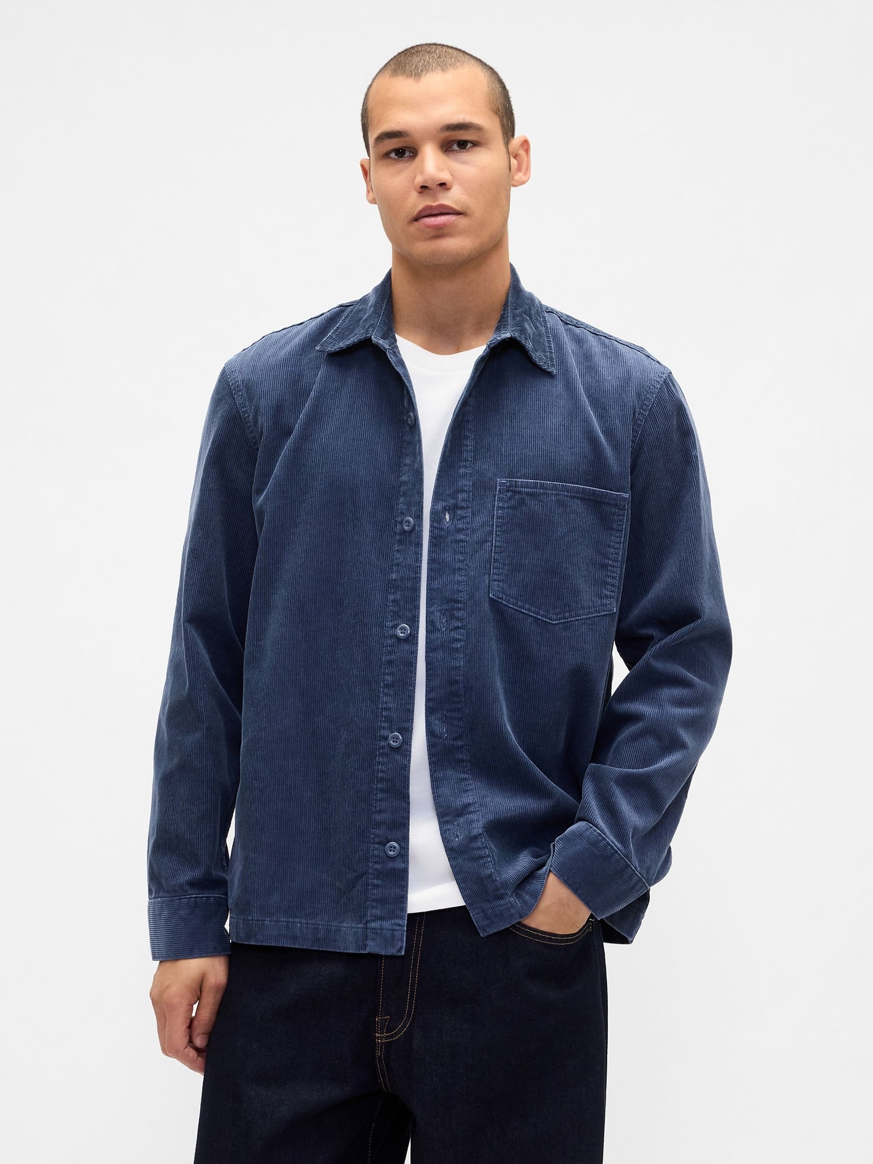 Blue Corduroy Shirt Jacket - Image 1 of 4 Blue Corduroy Shirt Jacket - Image 1 of 4