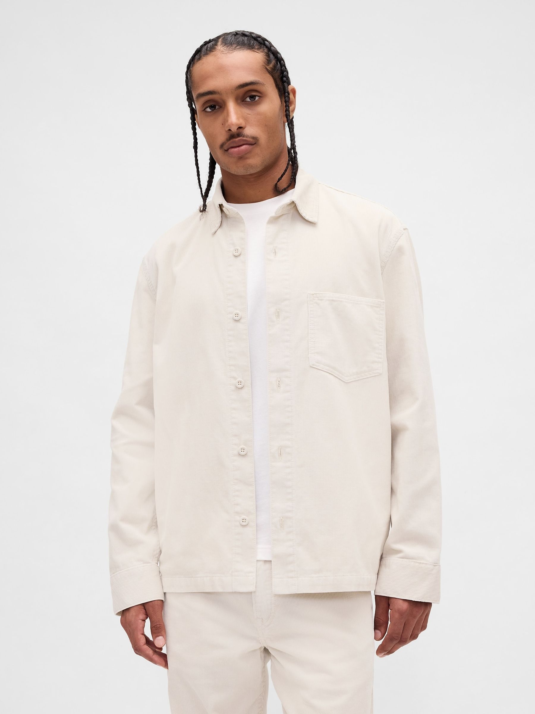 Grey Corduroy Shirt Jacket - Image 1 of 4 Grey Corduroy Shirt Jacket - Image 1 of 4