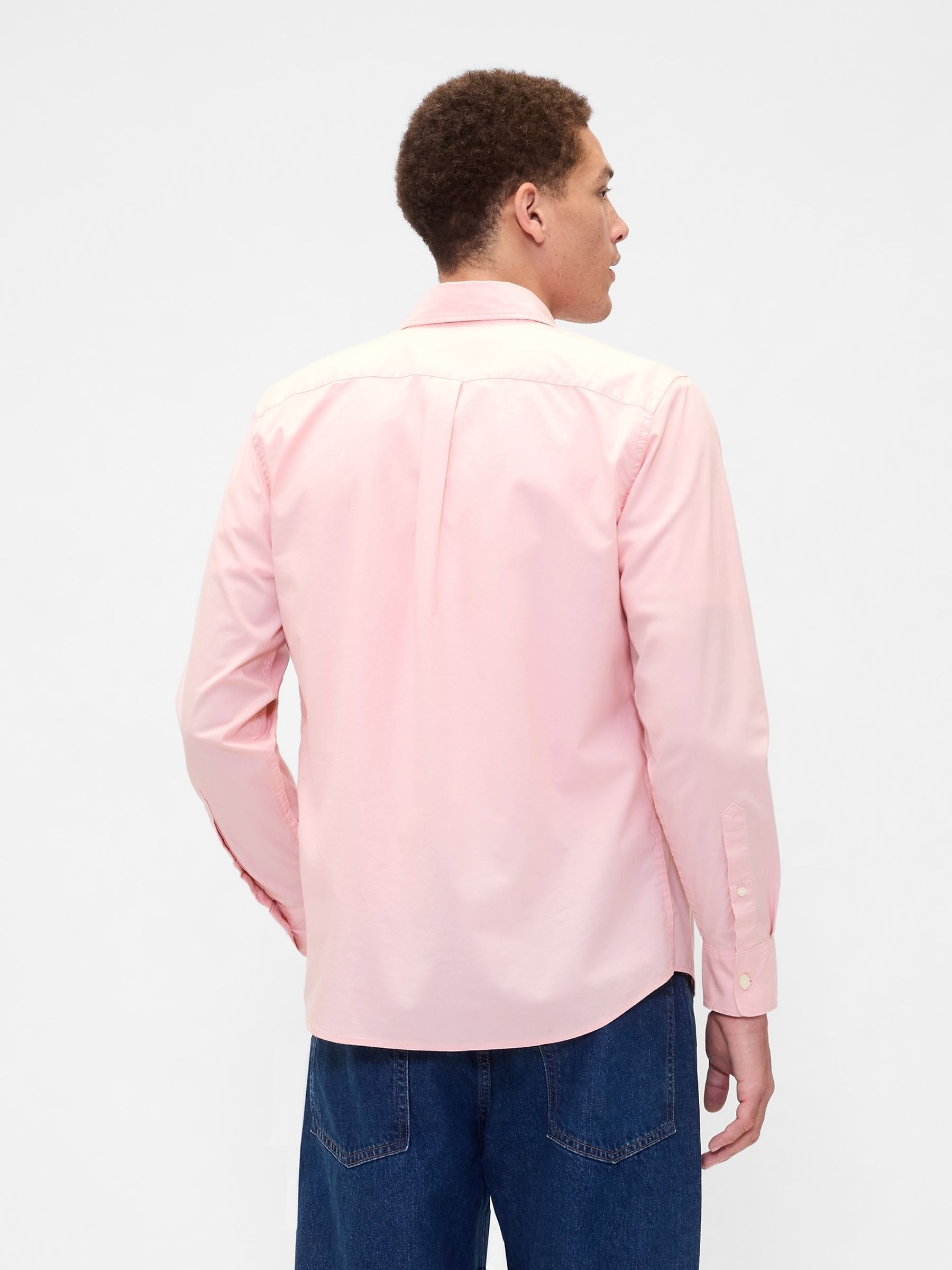 Pink Stretch Poplin Shirt in Standard Fit - Image 2 of 5 Pink Stretch Poplin Shirt in Standard Fit - Image 2 of 5