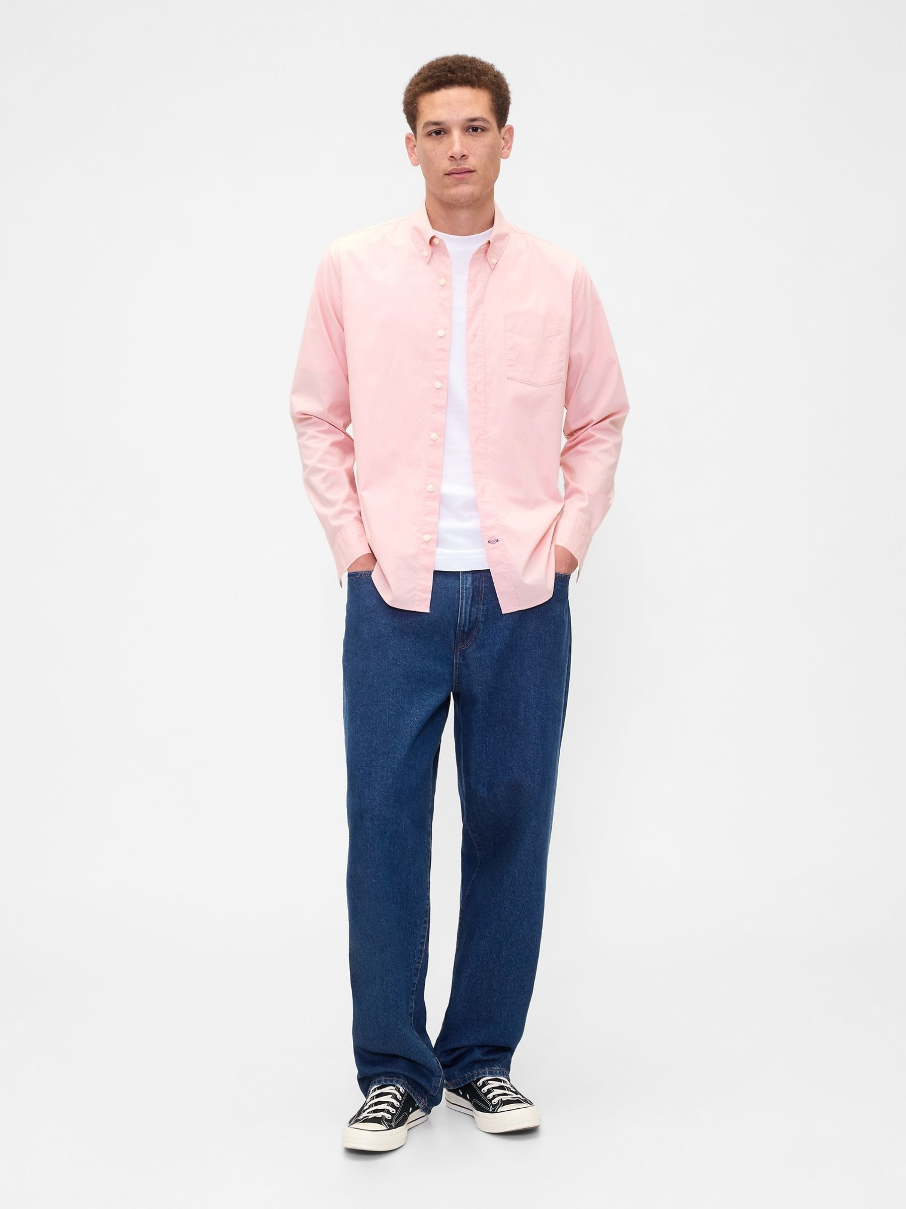 Pink Stretch Poplin Shirt in Standard Fit - Image 3 of 5