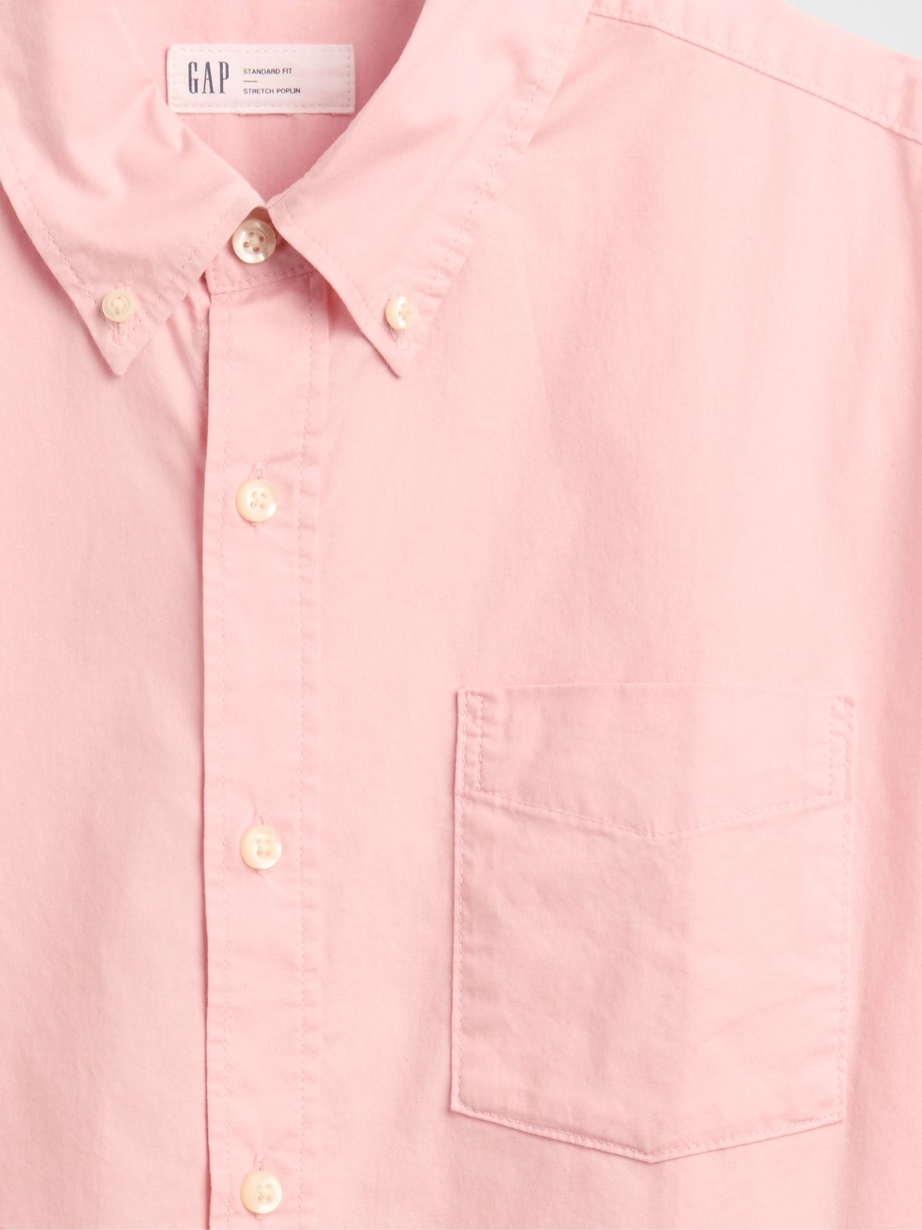 Pink Stretch Poplin Shirt in Standard Fit - Image 5 of 5 Pink Stretch Poplin Shirt in Standard Fit - Image 5 of 5