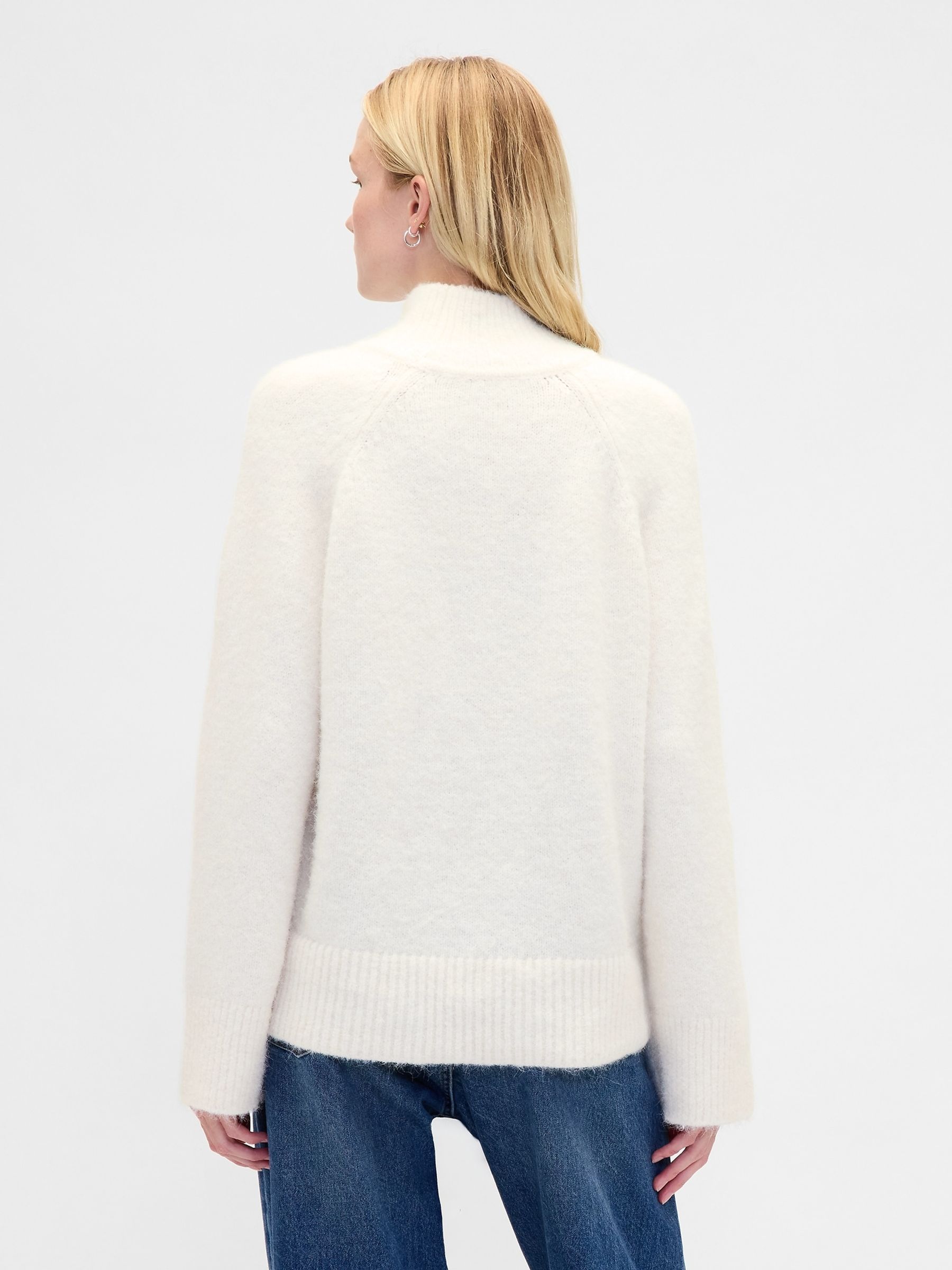 Cream Oversized Fuzzy Turtle Neck Jumper - Image 2 of 4 Cream Oversized Fuzzy Turtle Neck Jumper - Image 2 of 4