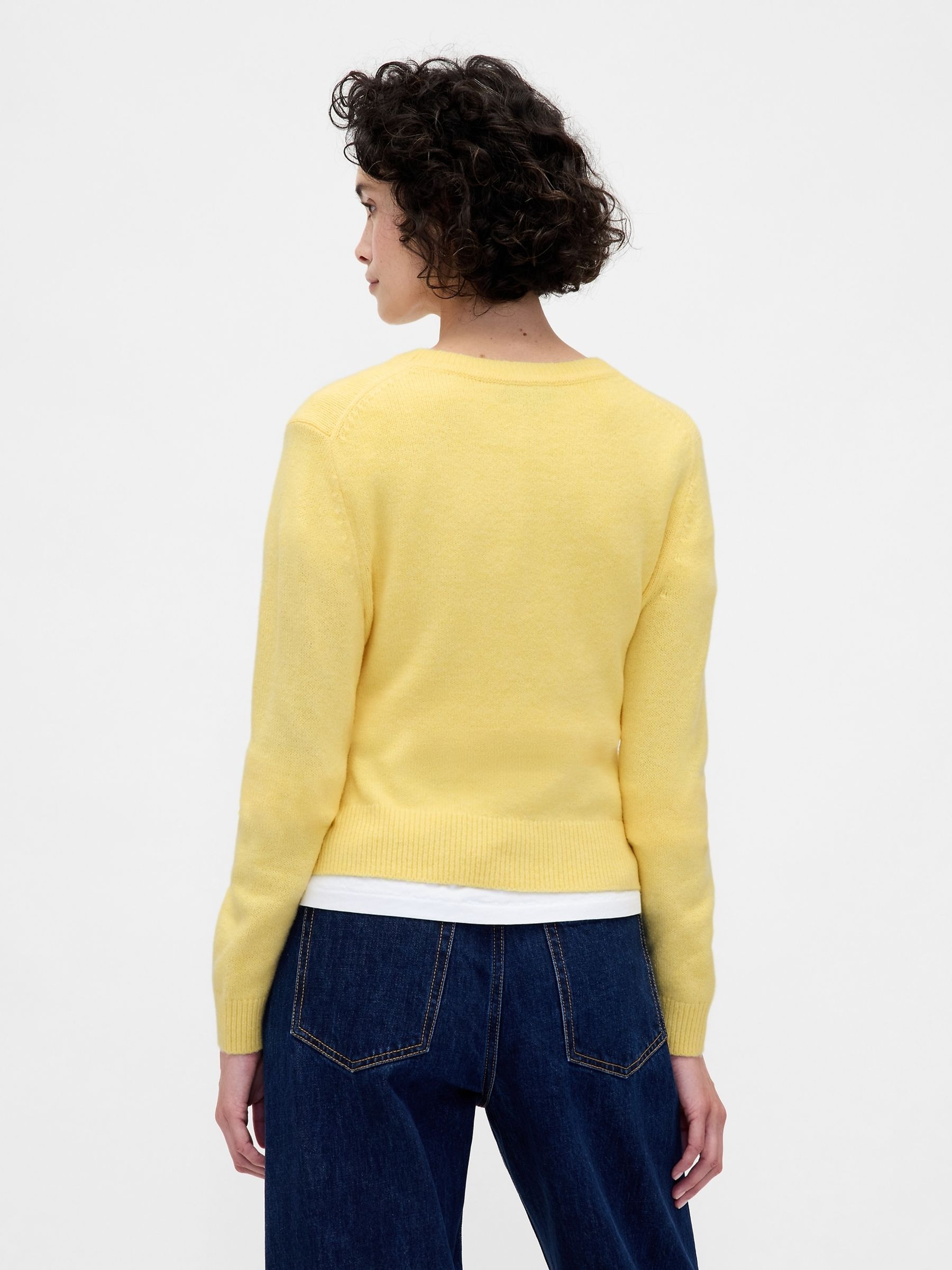 Yellow CashSoft Crew Neck Jumper - Image 2 of 4 Yellow CashSoft Crew Neck Jumper - Image 2 of 4