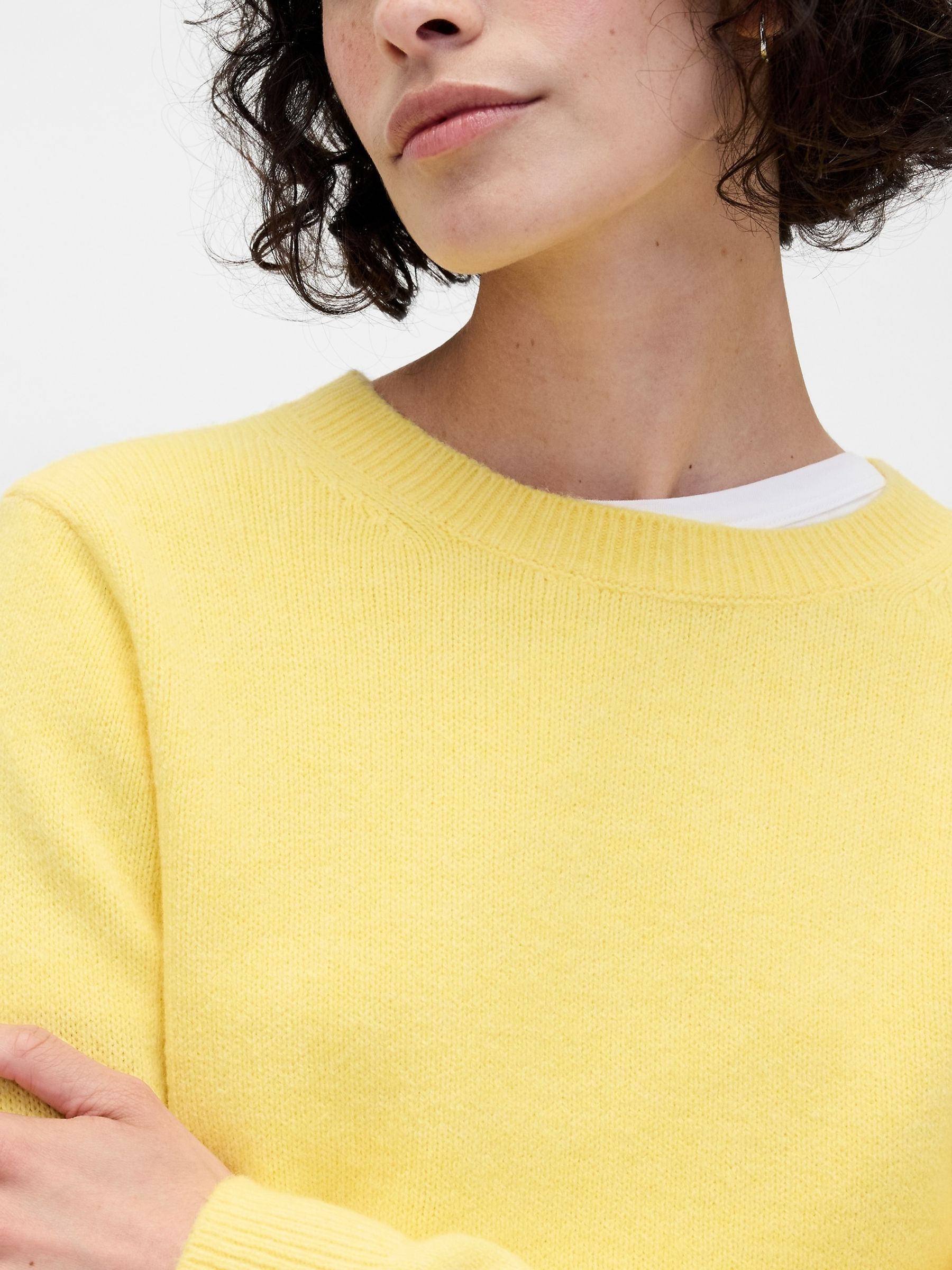 Yellow CashSoft Crew Neck Jumper - Image 4 of 4 Yellow CashSoft Crew Neck Jumper - Image 4 of 4