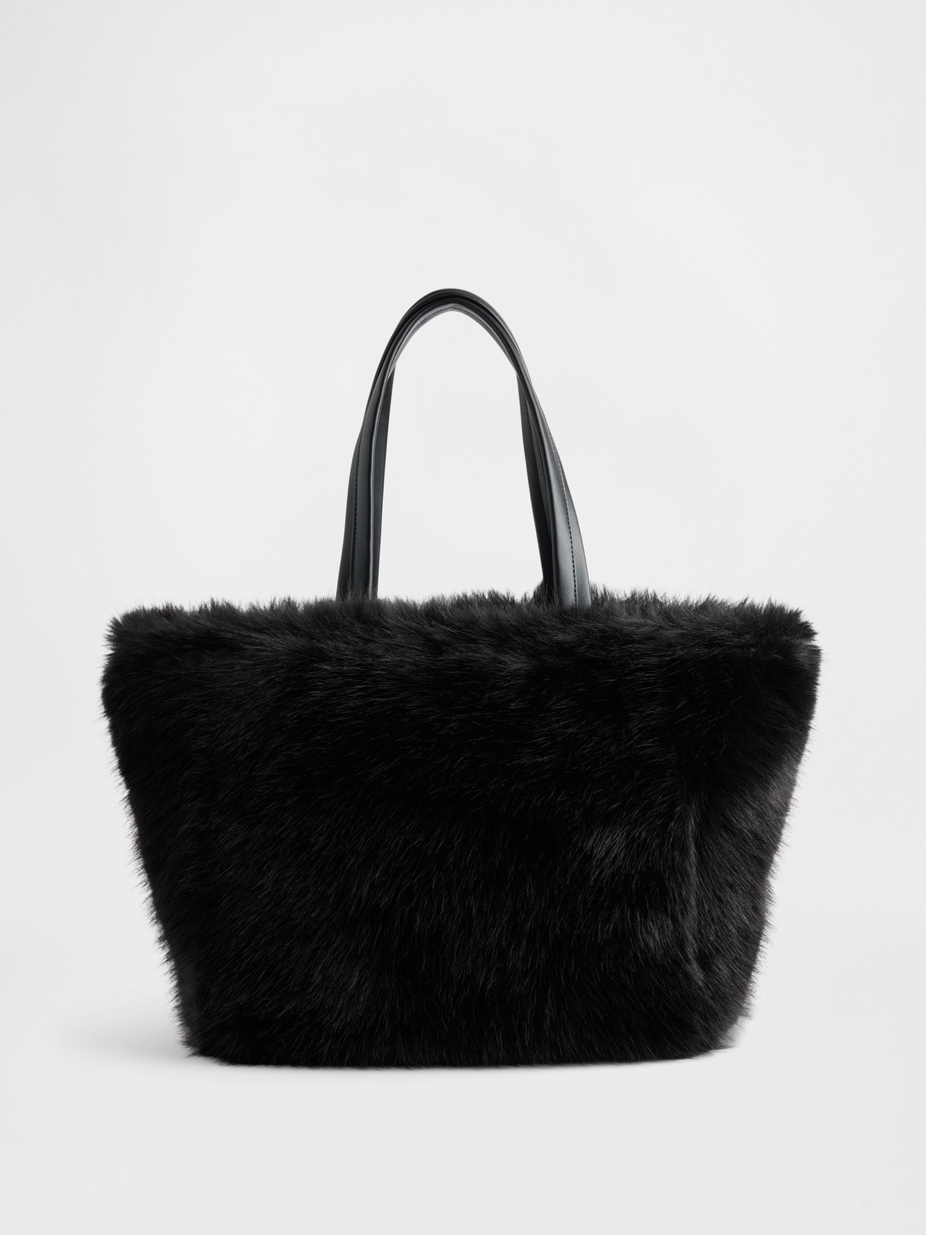 Black Faux Fur Slouchy Bag - Image 1 of 1 Black Faux Fur Slouchy Bag - Image 1 of 1
