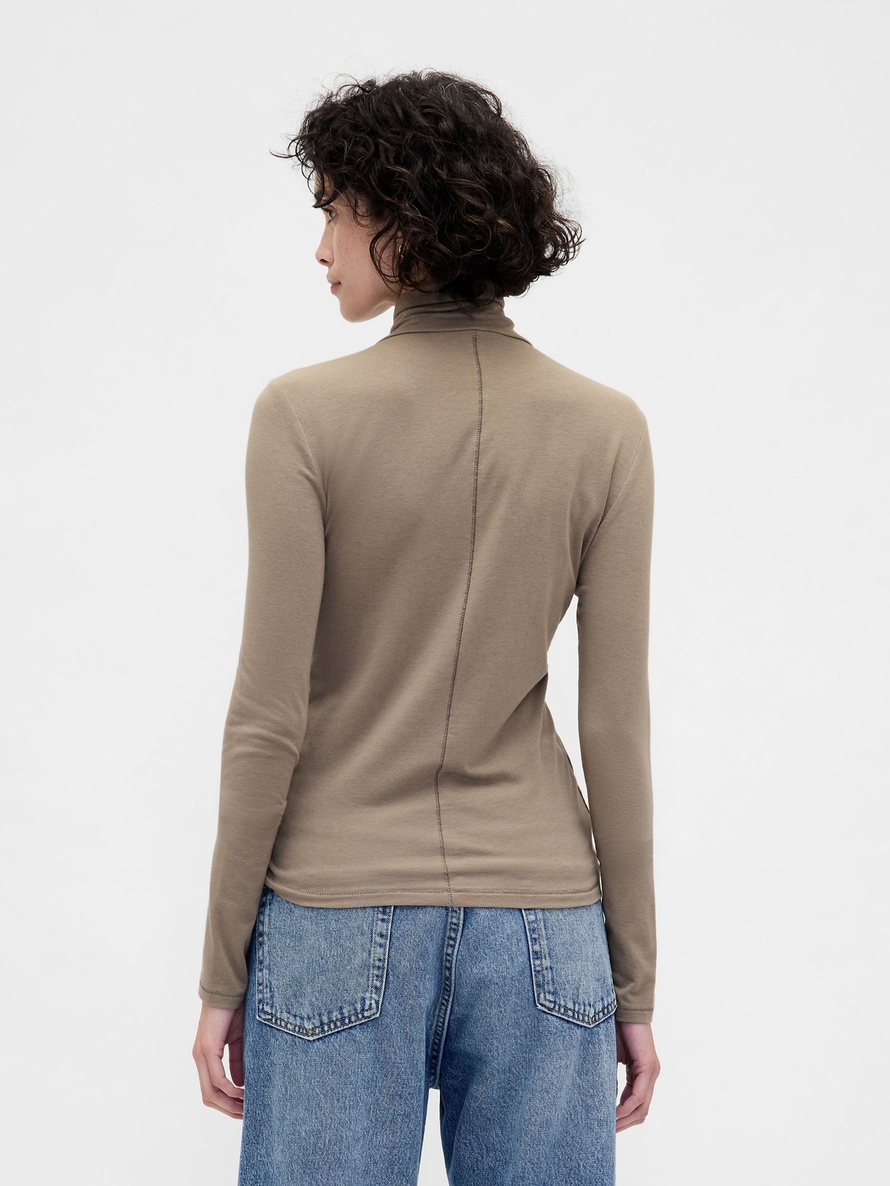 Beige Featherweight Turtle Neck T-Shirt - Image 2 of 3 Beige Featherweight Turtle Neck T-Shirt - Image 2 of 3
