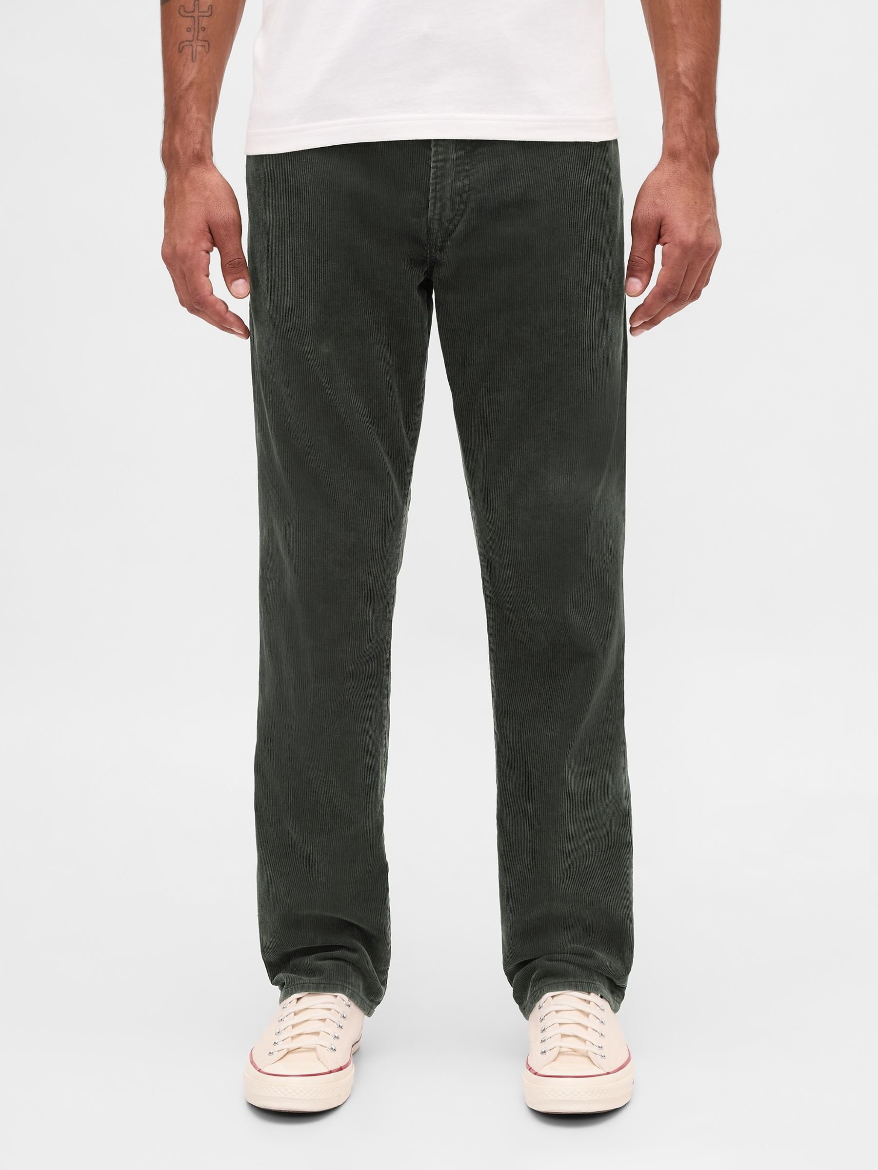 Green Corduroy Relaxed Straight Trousers - Image 1 of 5 Green Corduroy Relaxed Straight Trousers - Image 1 of 5