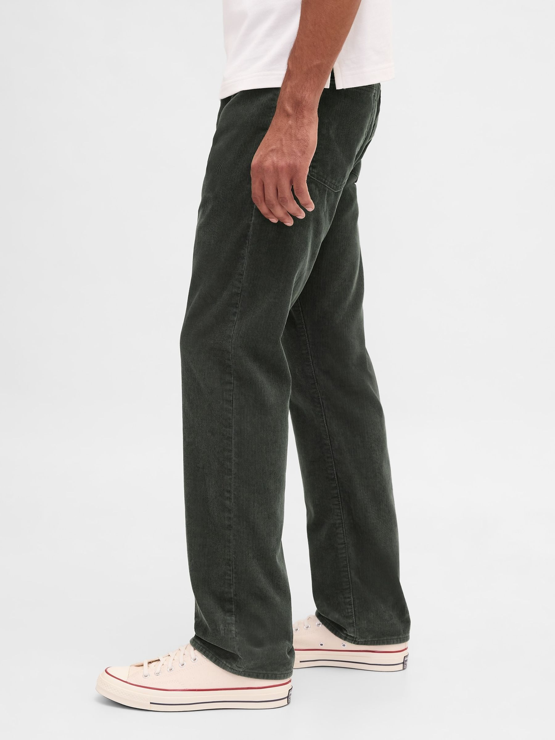 Green Corduroy Relaxed Straight Trousers - Image 3 of 5
