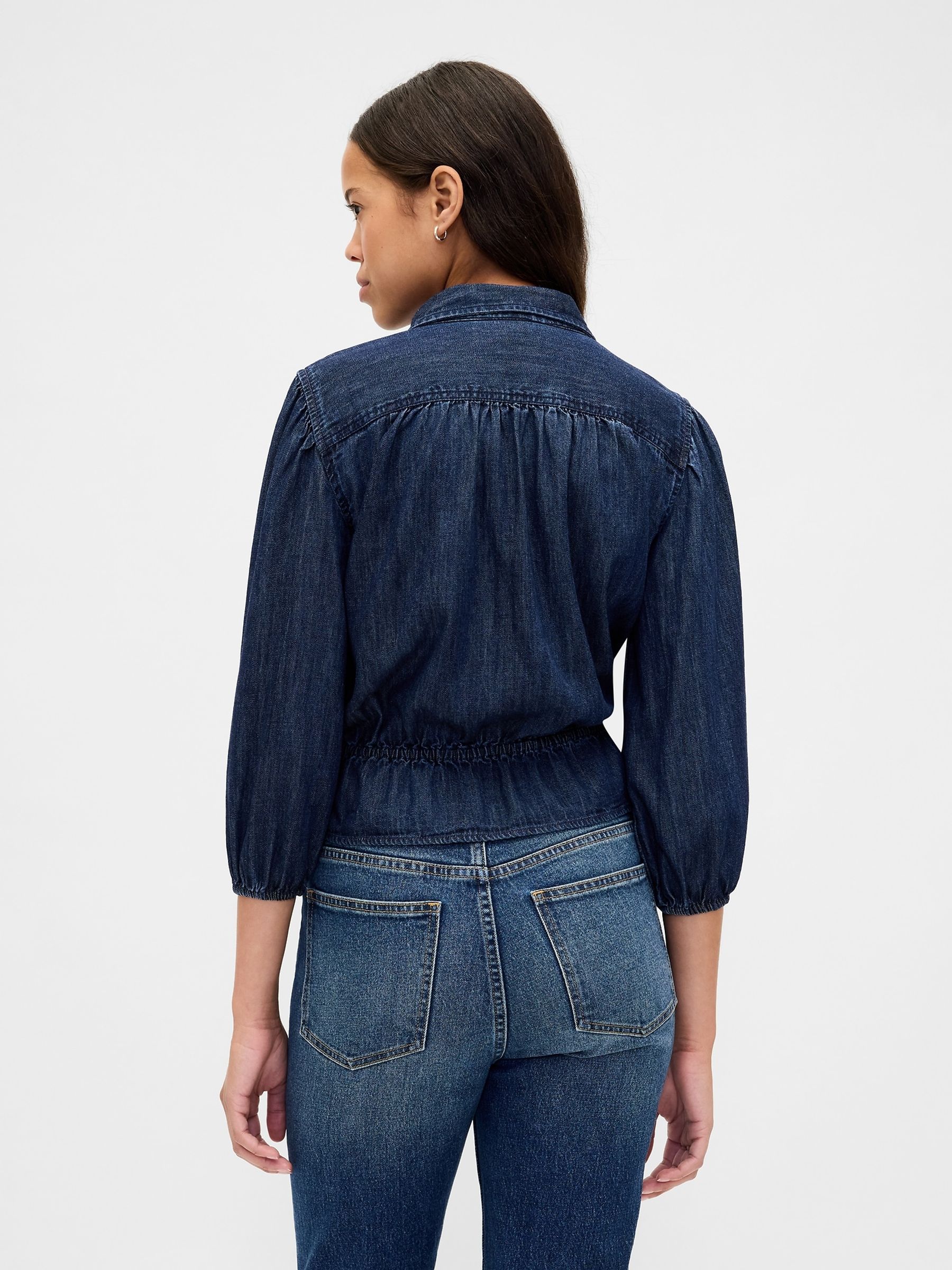 Blue Denim Elasticated Waist Top - Image 2 of 4