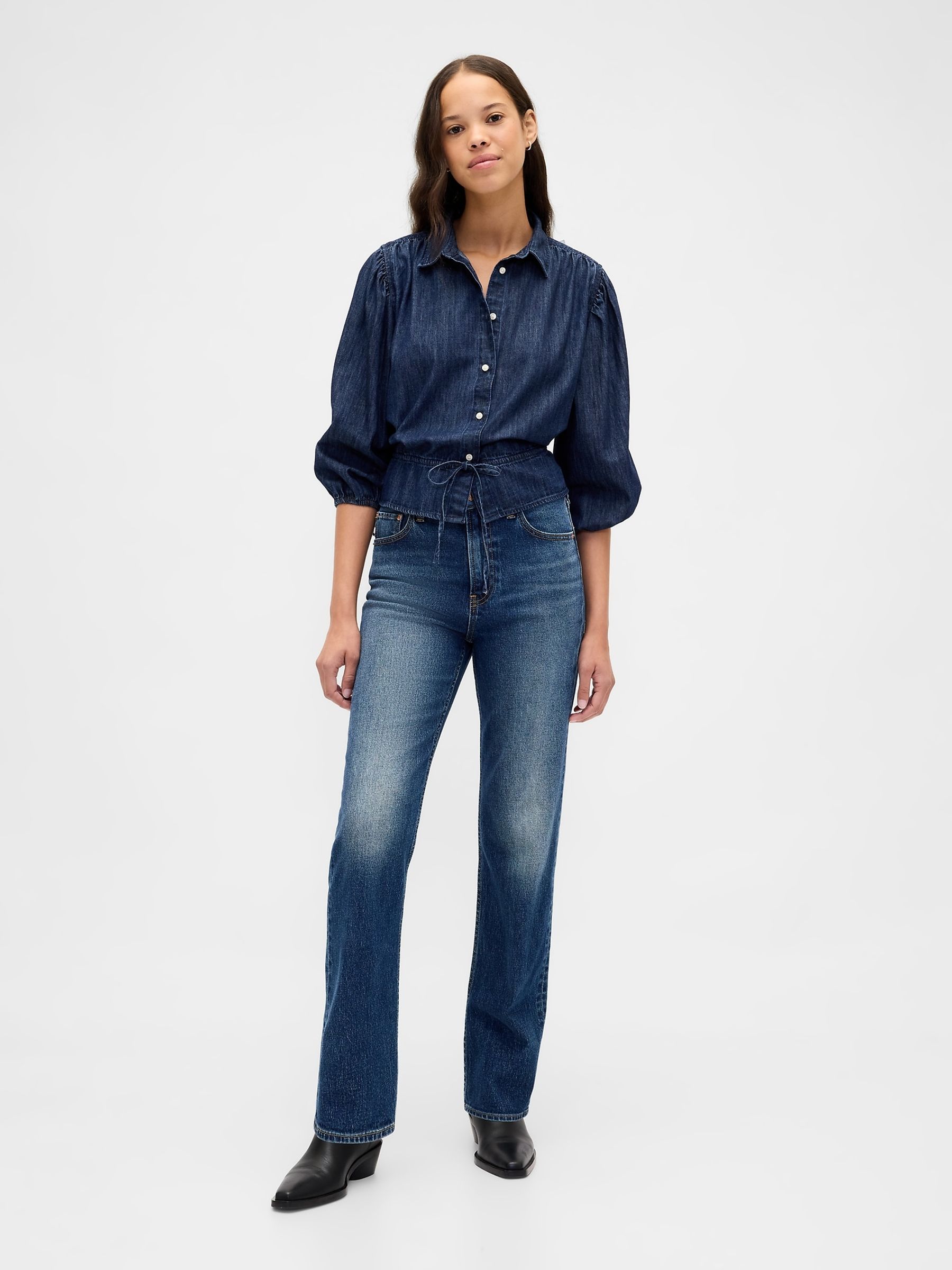 Blue Denim Elasticated Waist Top - Image 3 of 4