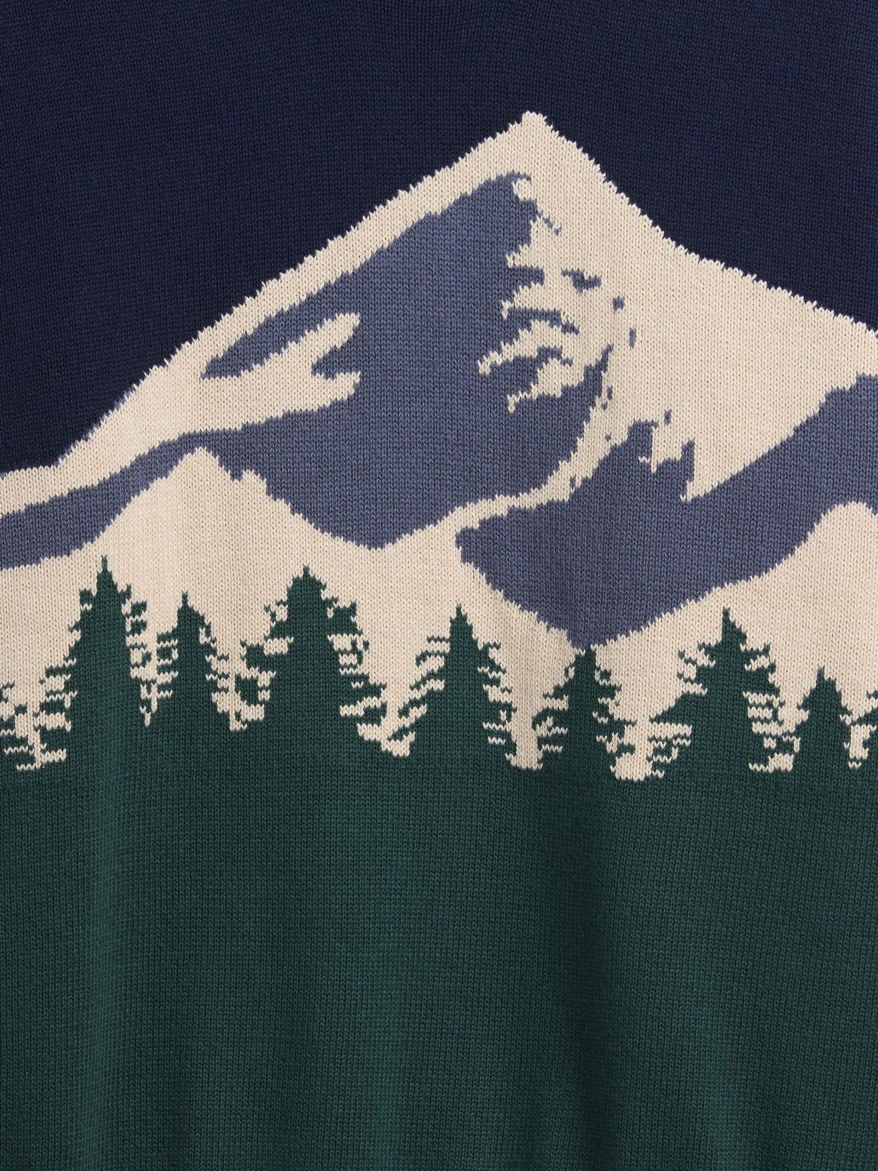Navy/Green Intarsia Jumper (4-13yrs) - Image 3 of 3