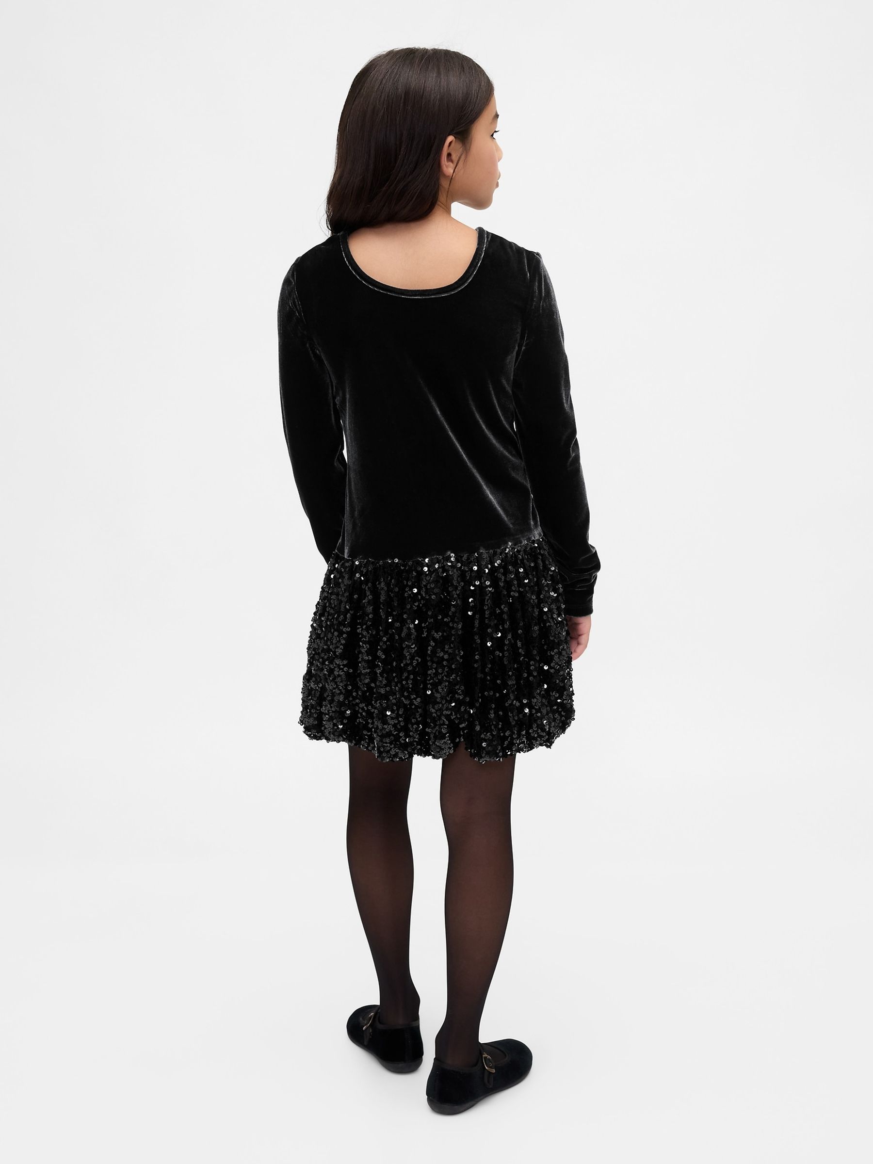 Black Sequin Bubble Dress (4-13yrs) - Image 2 of 4 Black Sequin Bubble Dress (4-13yrs) - Image 2 of 4