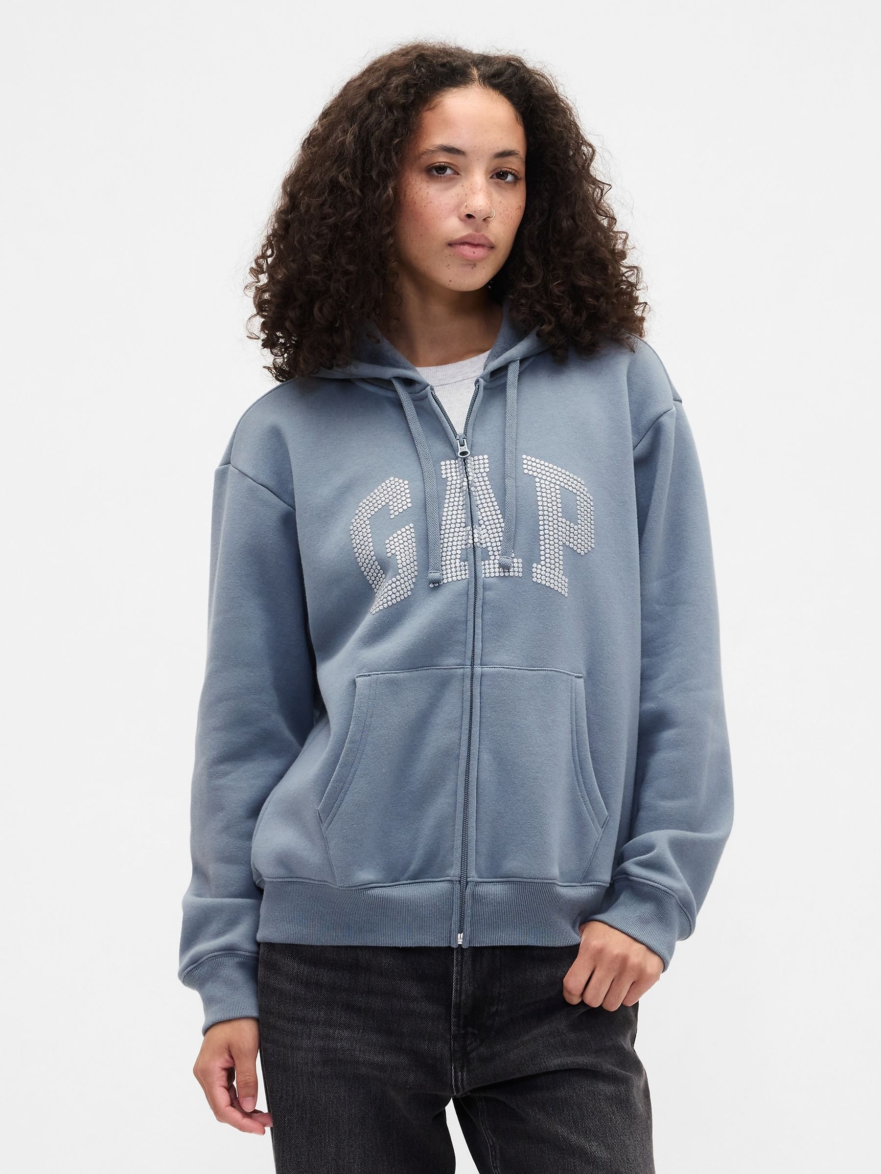 Grey Relaxed Gap Logo Zip-up Hoodie - Image 1 of 4