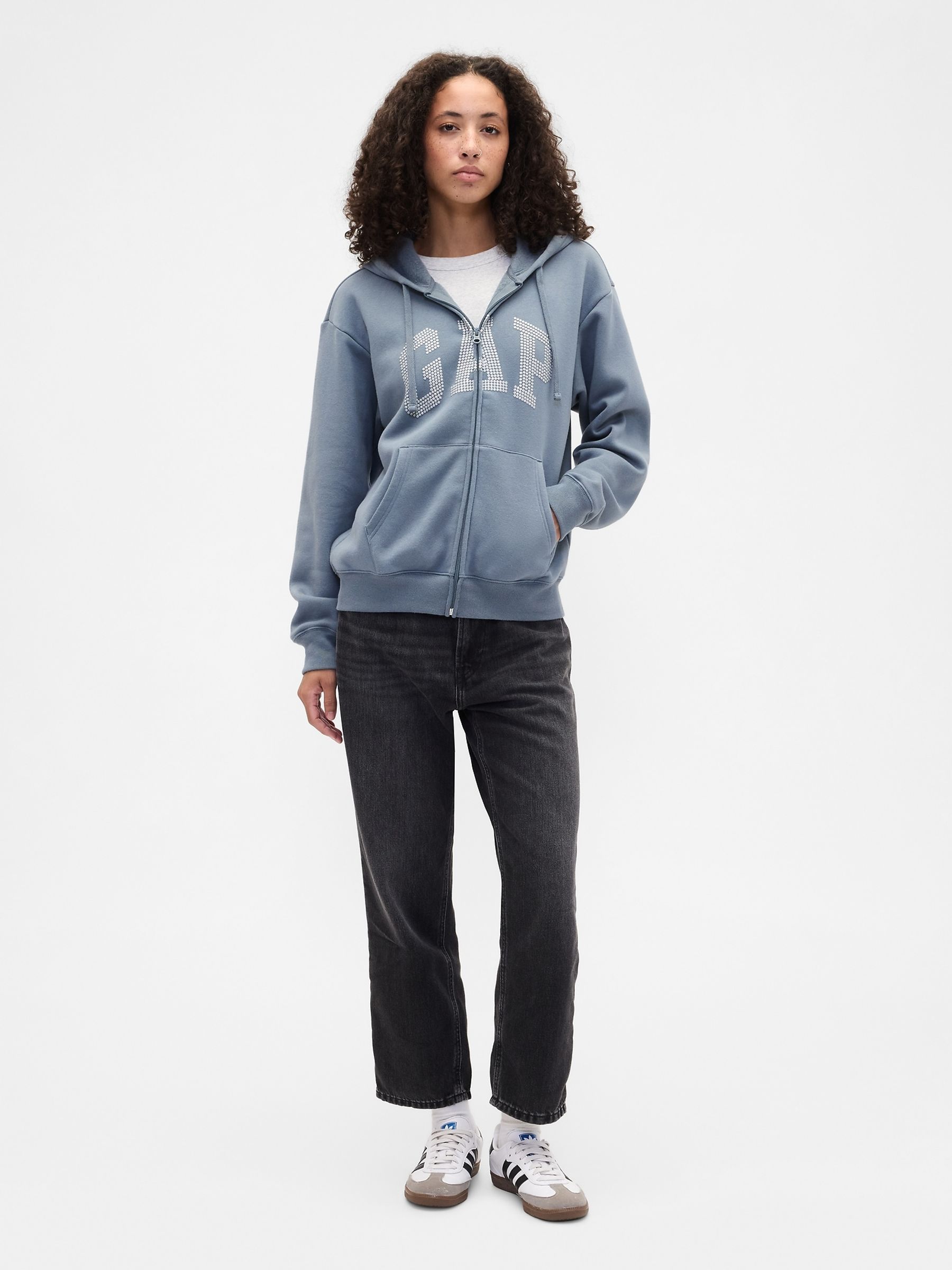 Grey Relaxed Gap Logo Zip-up Hoodie - Image 3 of 4