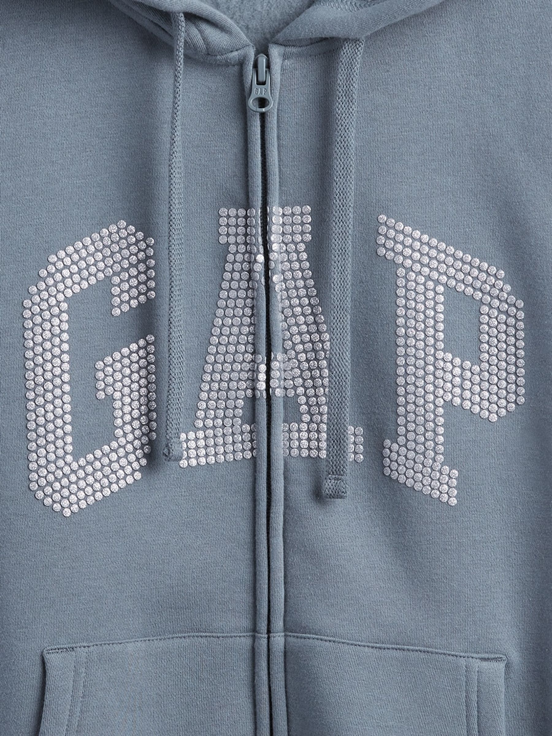 Grey Relaxed Gap Logo Zip-up Hoodie - Image 4 of 4