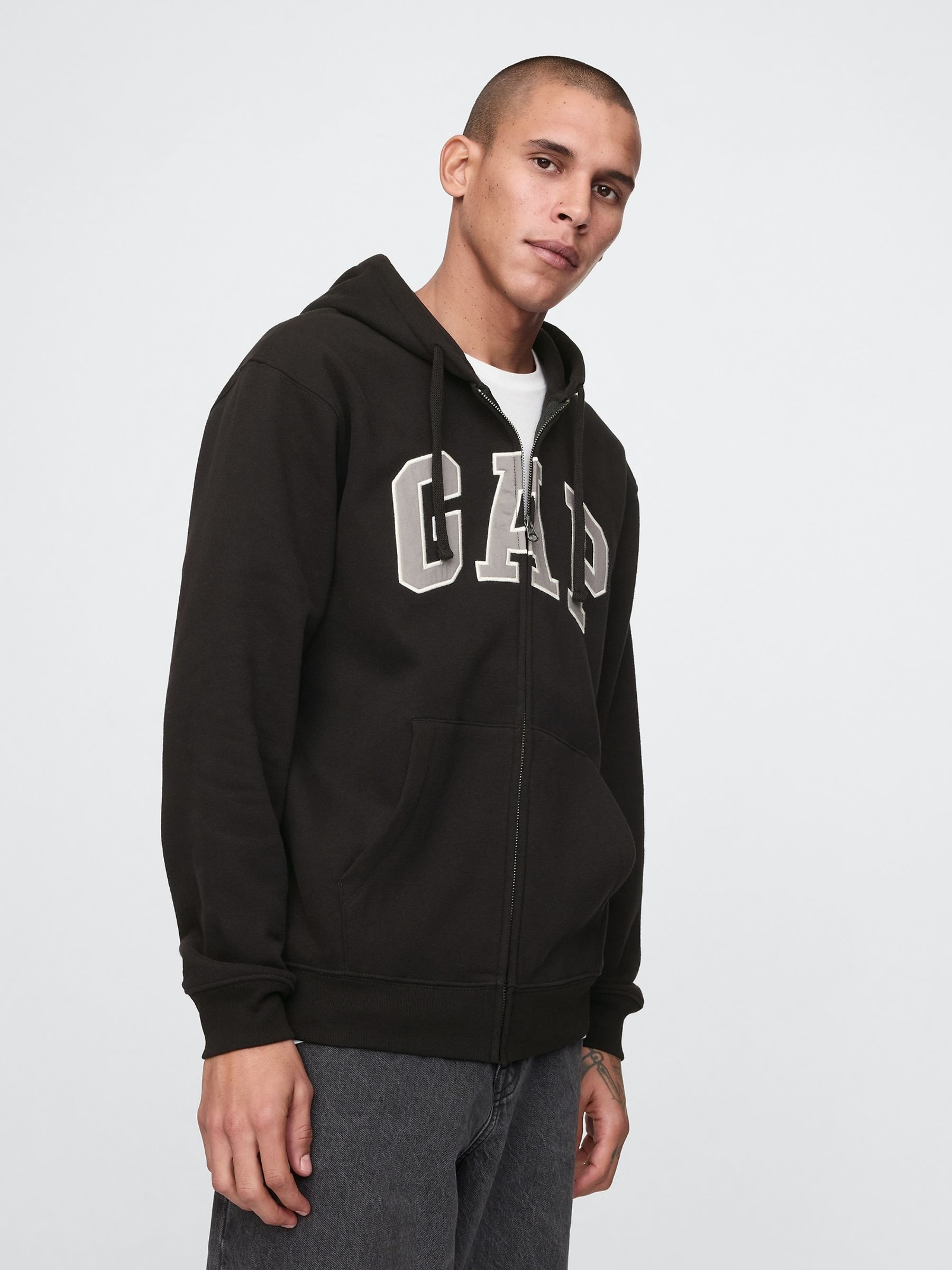 Black VintageSoft Arch Logo Full Zip Hoodie - Image 1 of 6 Black VintageSoft Arch Logo Full Zip Hoodie - Image 1 of 6